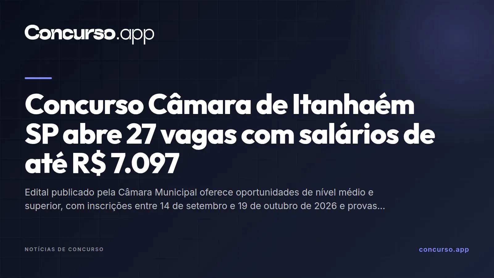 Concurso Câmara de Itanhaém SP abre 27 vagas com salários de até R$ 7.097