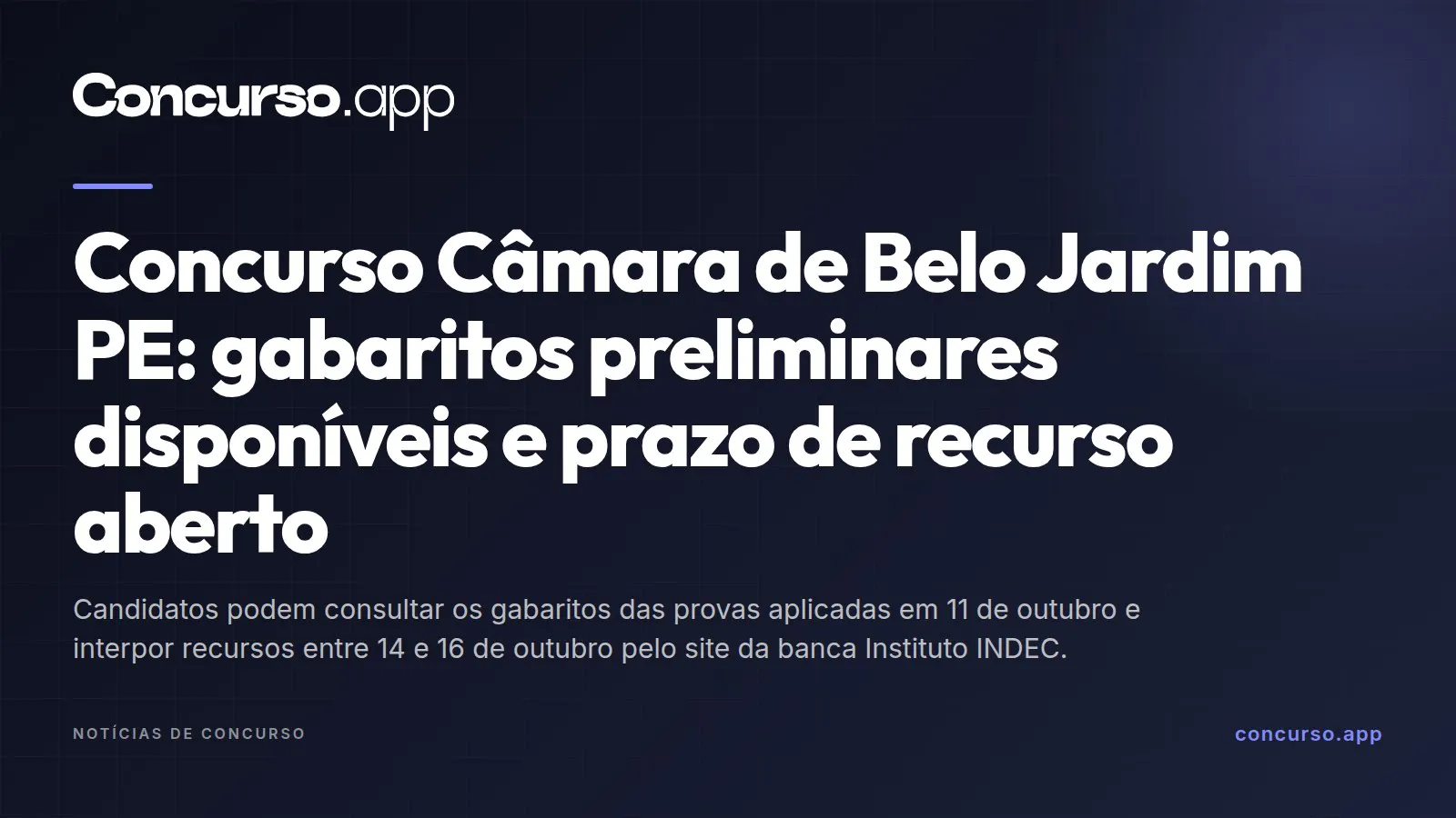Concurso Câmara de Belo Jardim PE: gabaritos preliminares disponíveis e prazo de recurso aberto