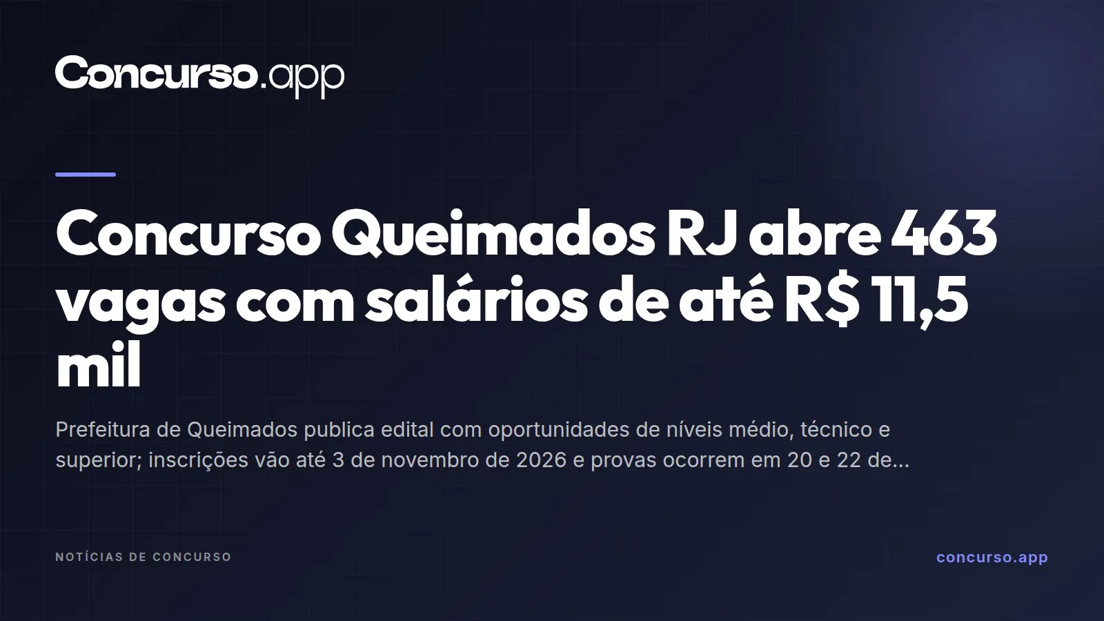 Concurso Queimados RJ abre 463 vagas com salários de até R$ 11,5 mil