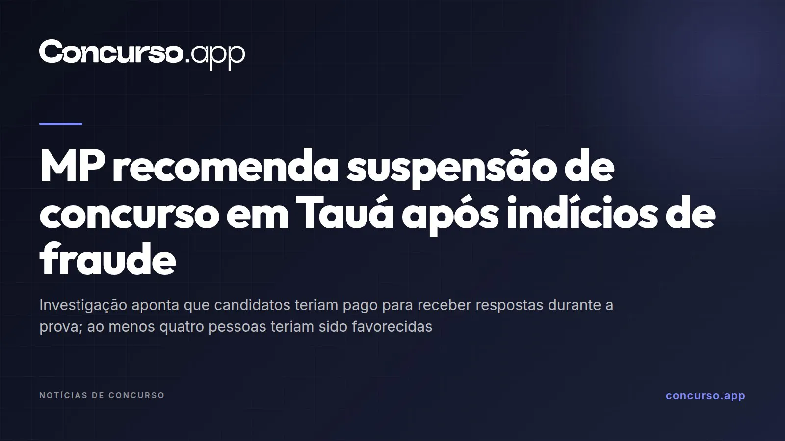 MP recomenda suspensão de concurso em Tauá após indícios de fraude