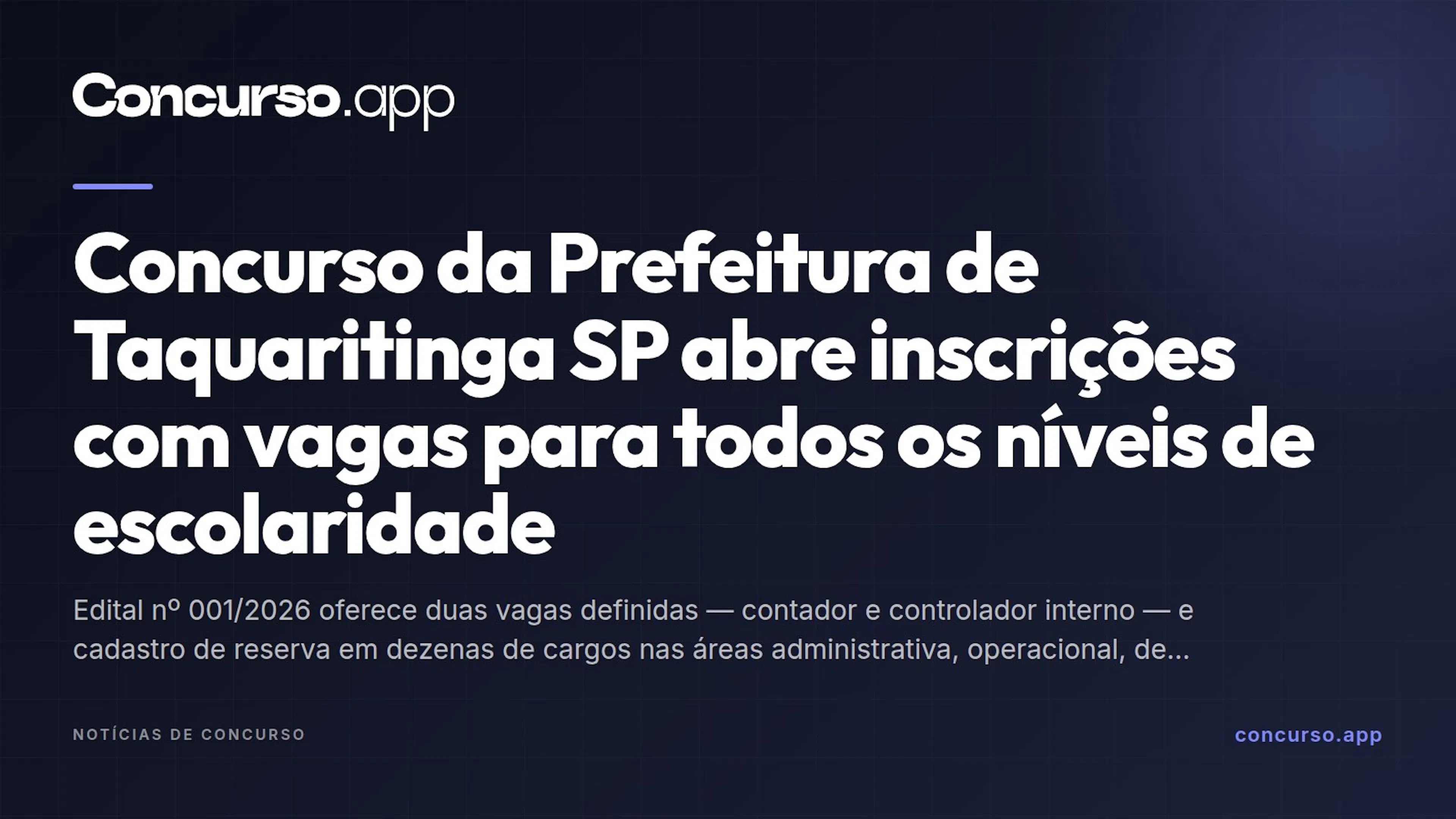 Concurso da Prefeitura de Taquaritinga SP abre inscrições com vagas para todos os níveis de escolaridade