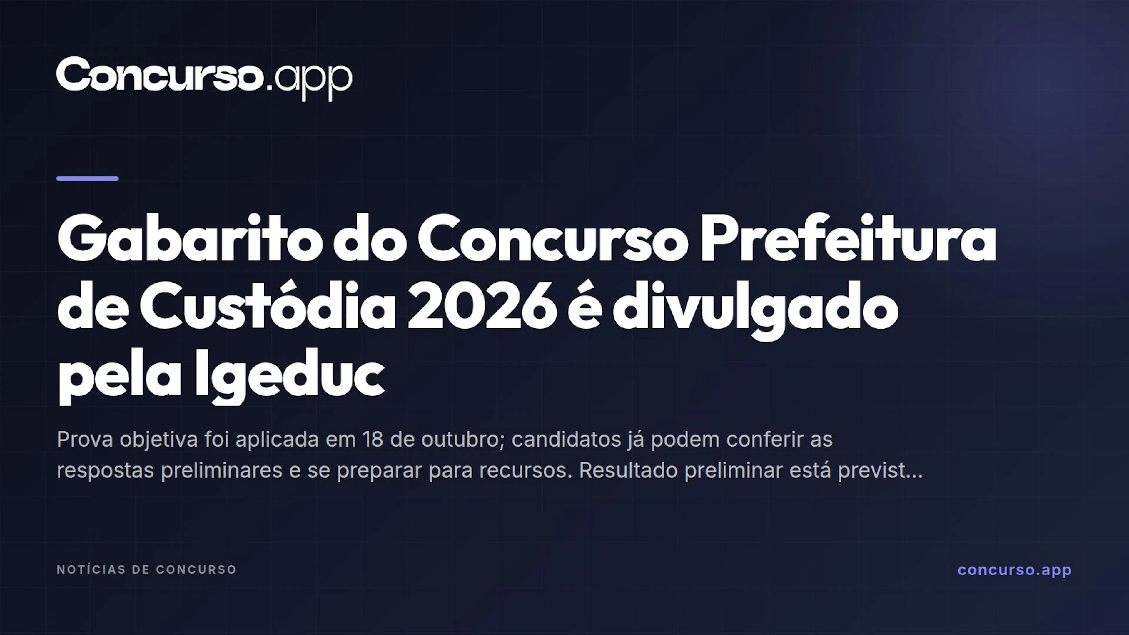 Gabarito do Concurso Prefeitura de Custódia 2026 é divulgado pela Igeduc