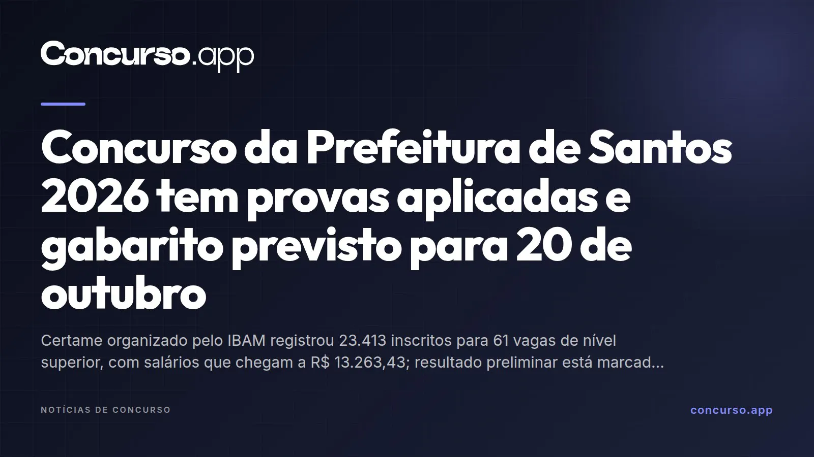 Concurso da Prefeitura de Santos 2026 tem provas aplicadas e gabarito previsto para 20 de outubro