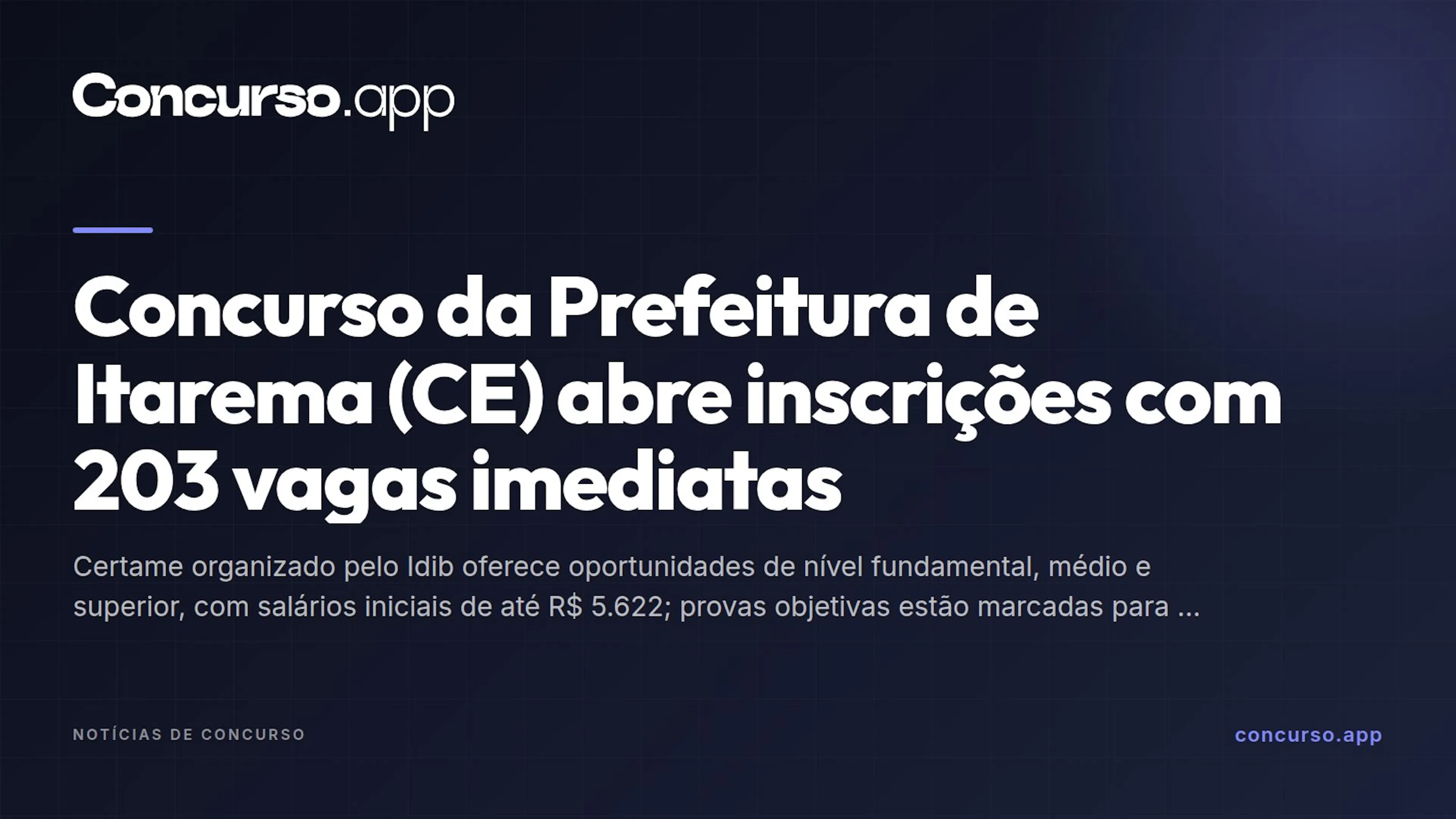 Concurso da Prefeitura de Itarema (CE) abre inscrições com 203 vagas imediatas