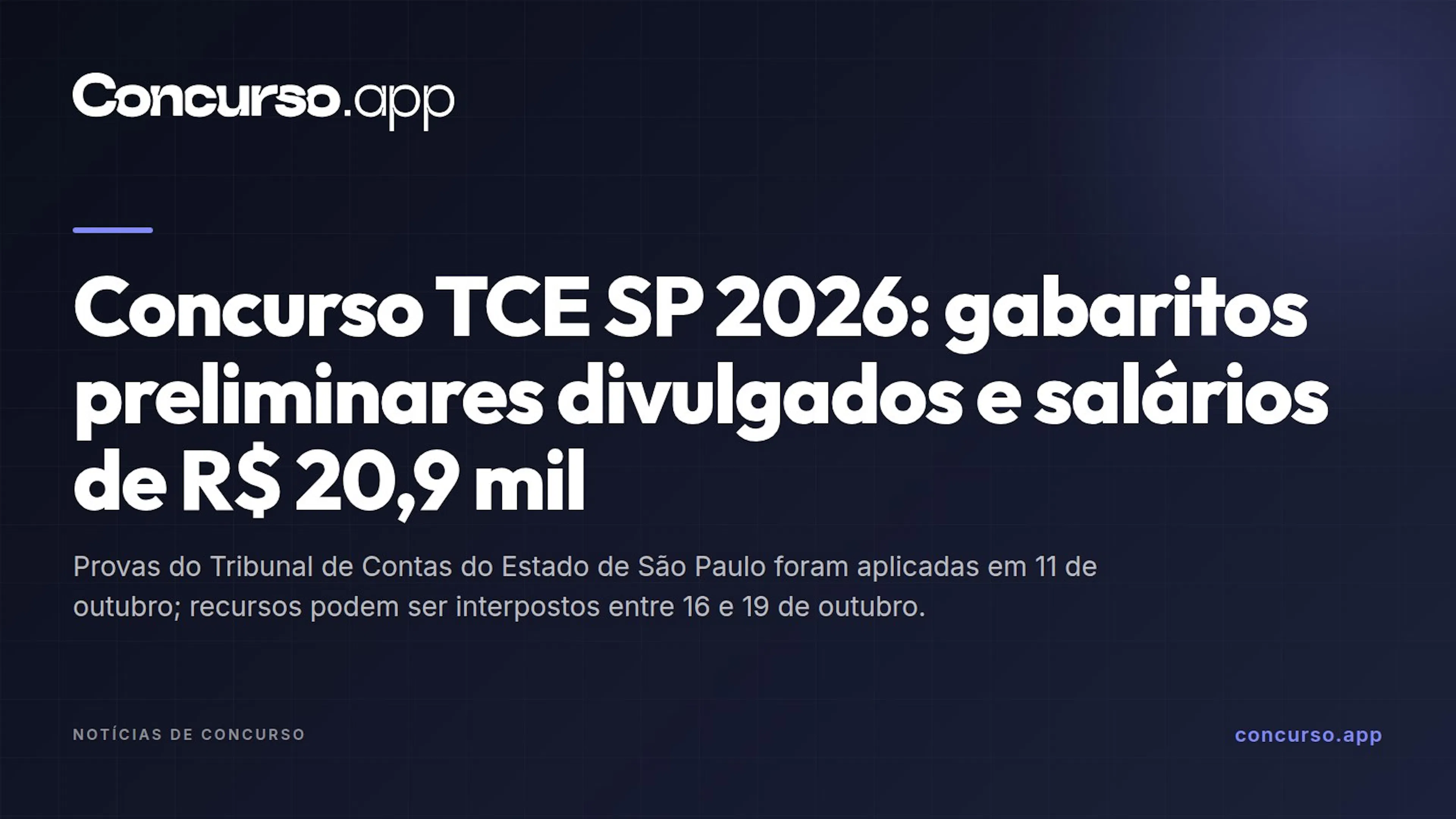 Concurso TCE SP 2026: gabaritos preliminares divulgados e salários de R$ 20,9 mil