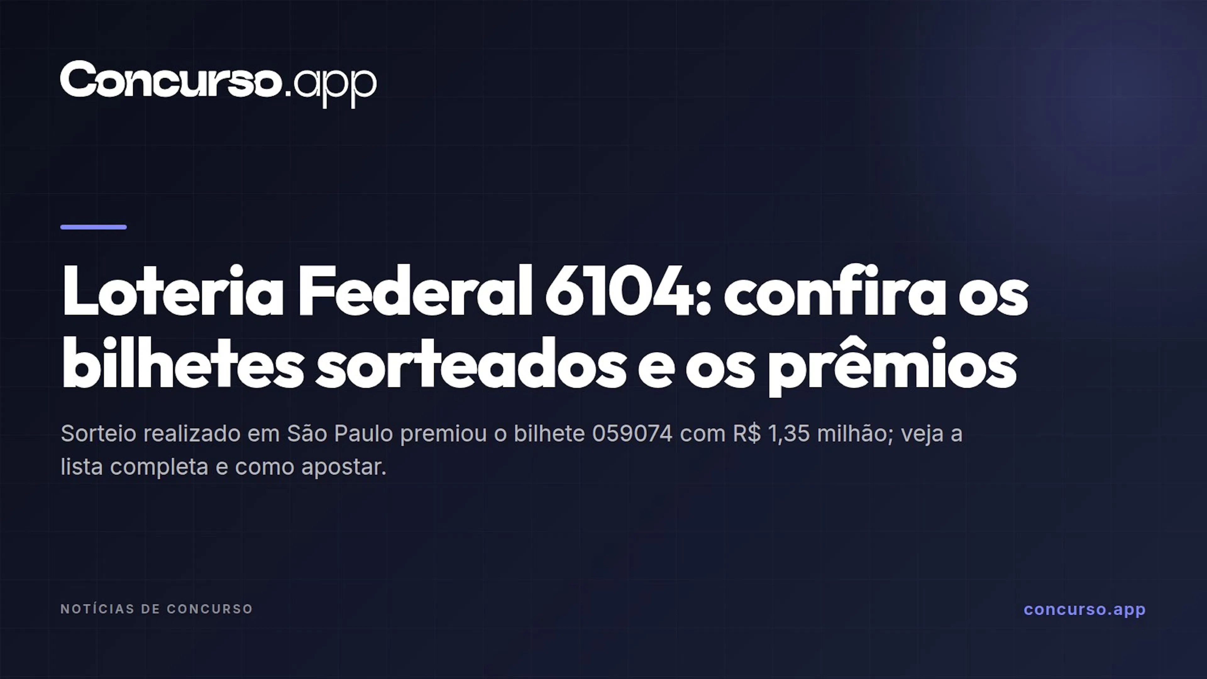 Loteria Federal 6104: confira os bilhetes sorteados e os prêmios