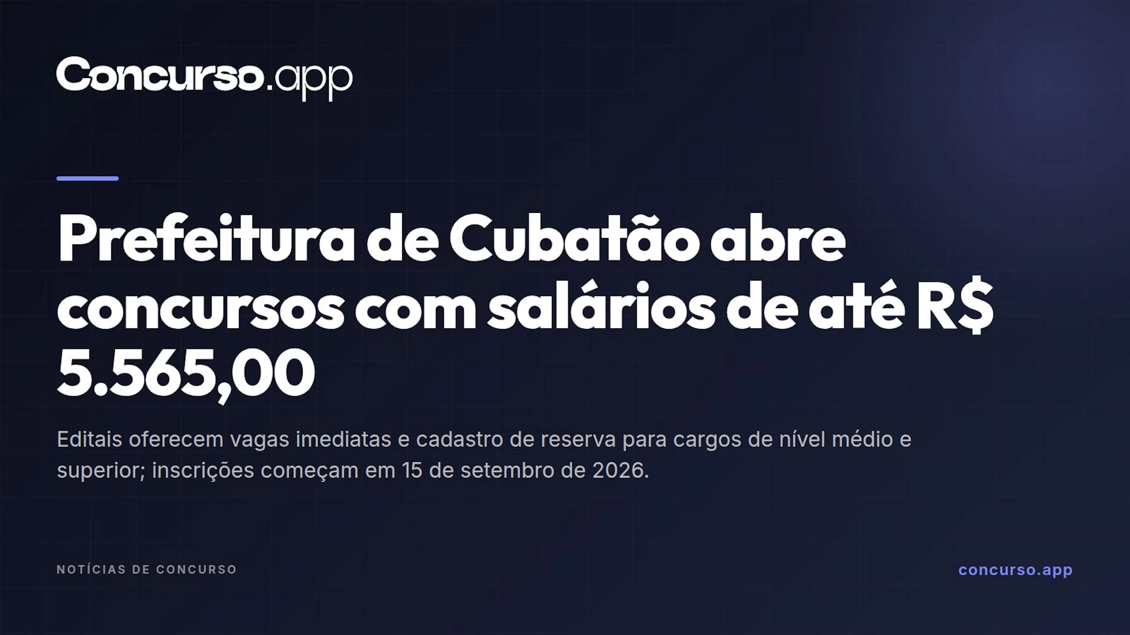 Prefeitura de Cubatão abre concursos com salários de até R$ 5.565,00