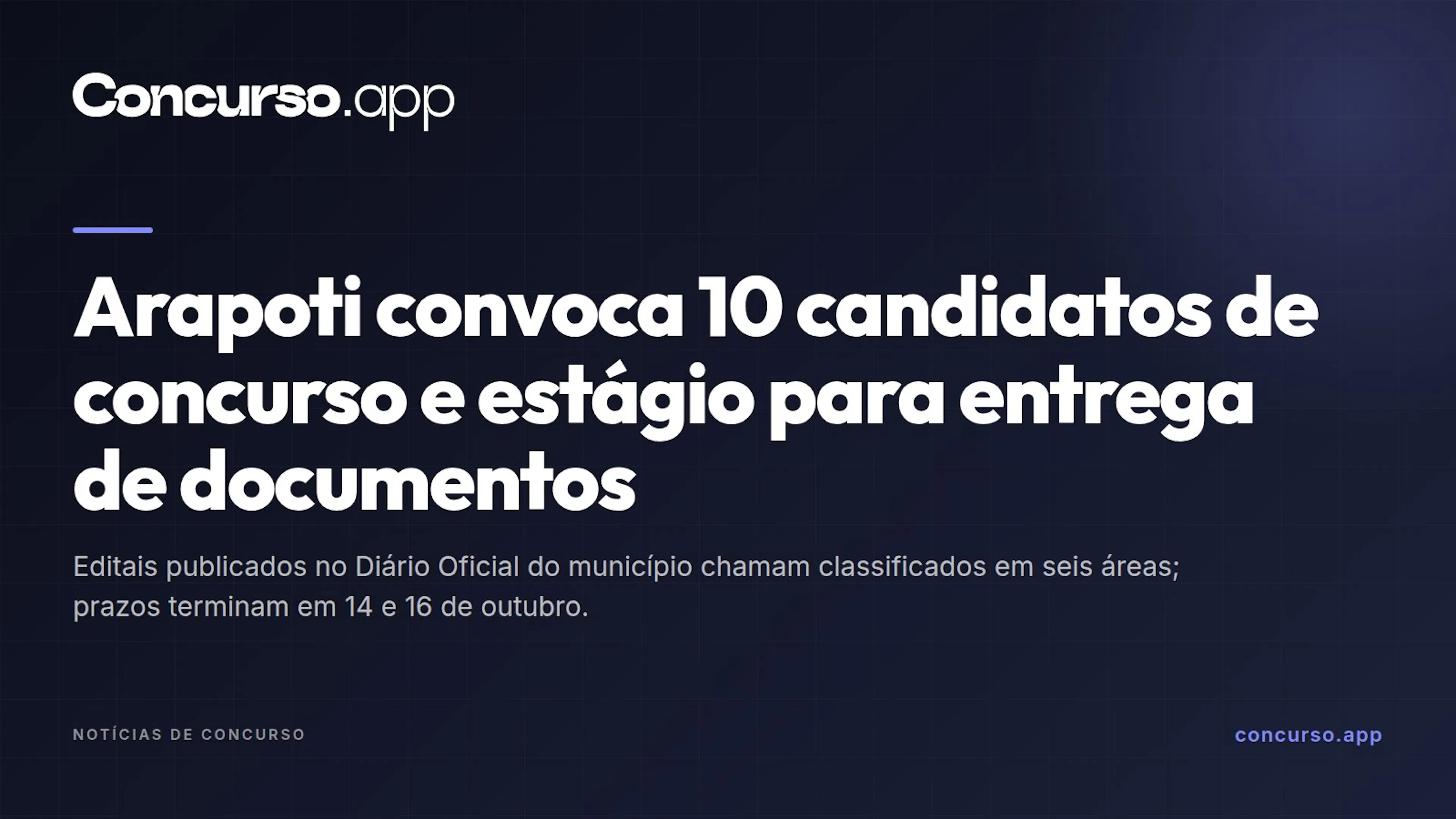 Arapoti convoca 10 candidatos de concurso e estágio para entrega de documentos