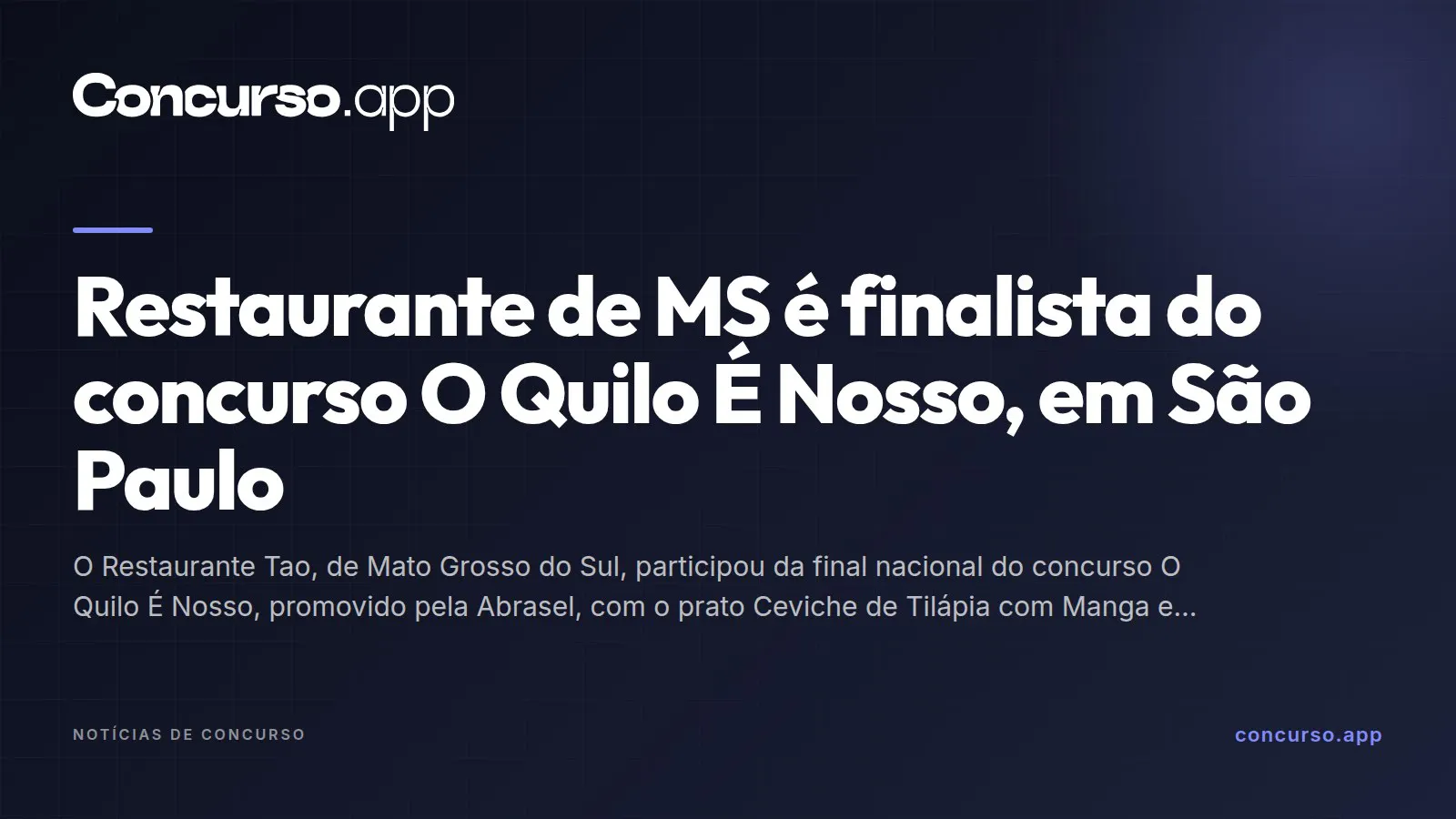 Restaurante de MS é finalista do concurso O Quilo É Nosso, em São Paulo