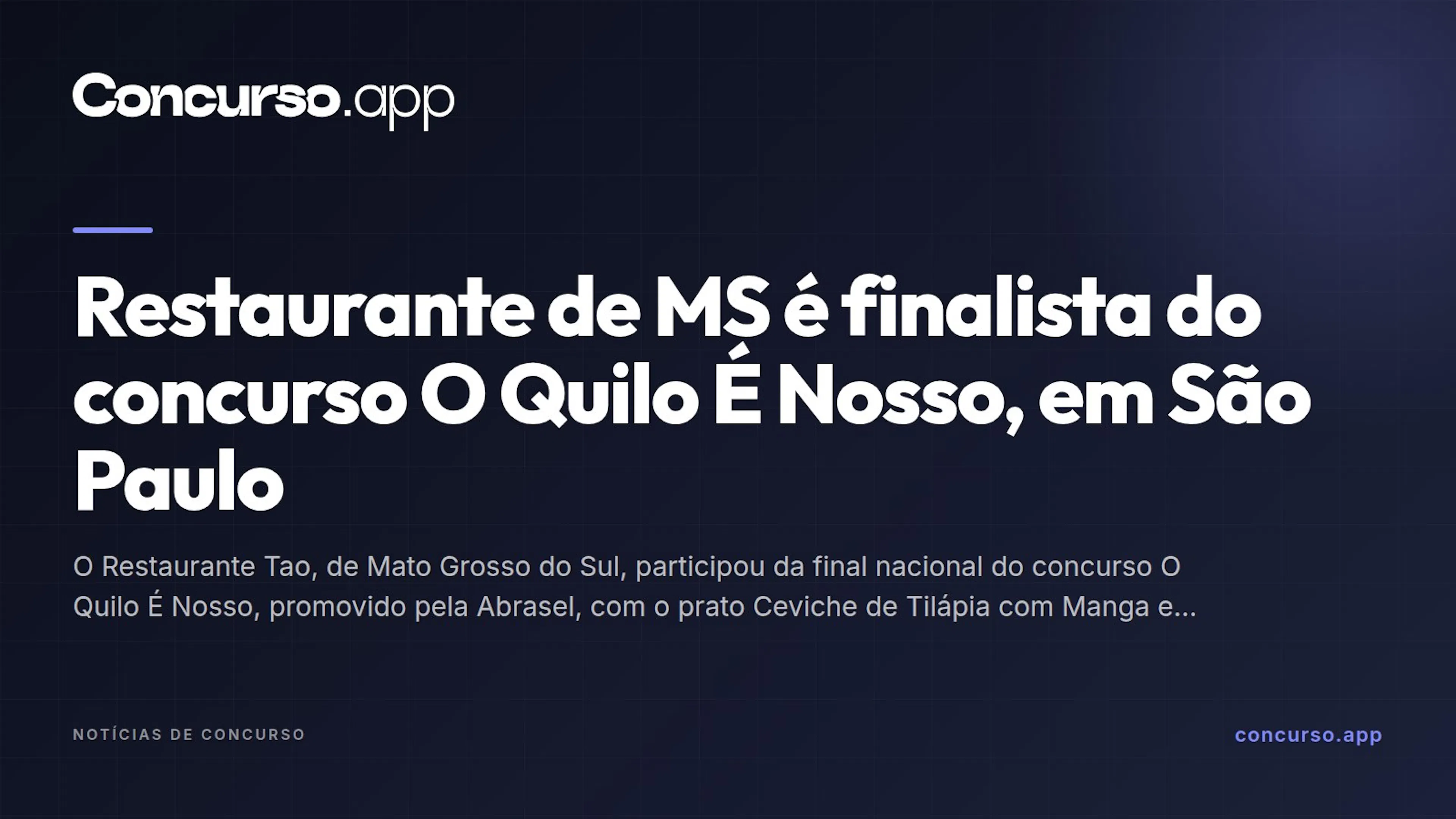 Restaurante de MS é finalista do concurso O Quilo É Nosso, em São Paulo