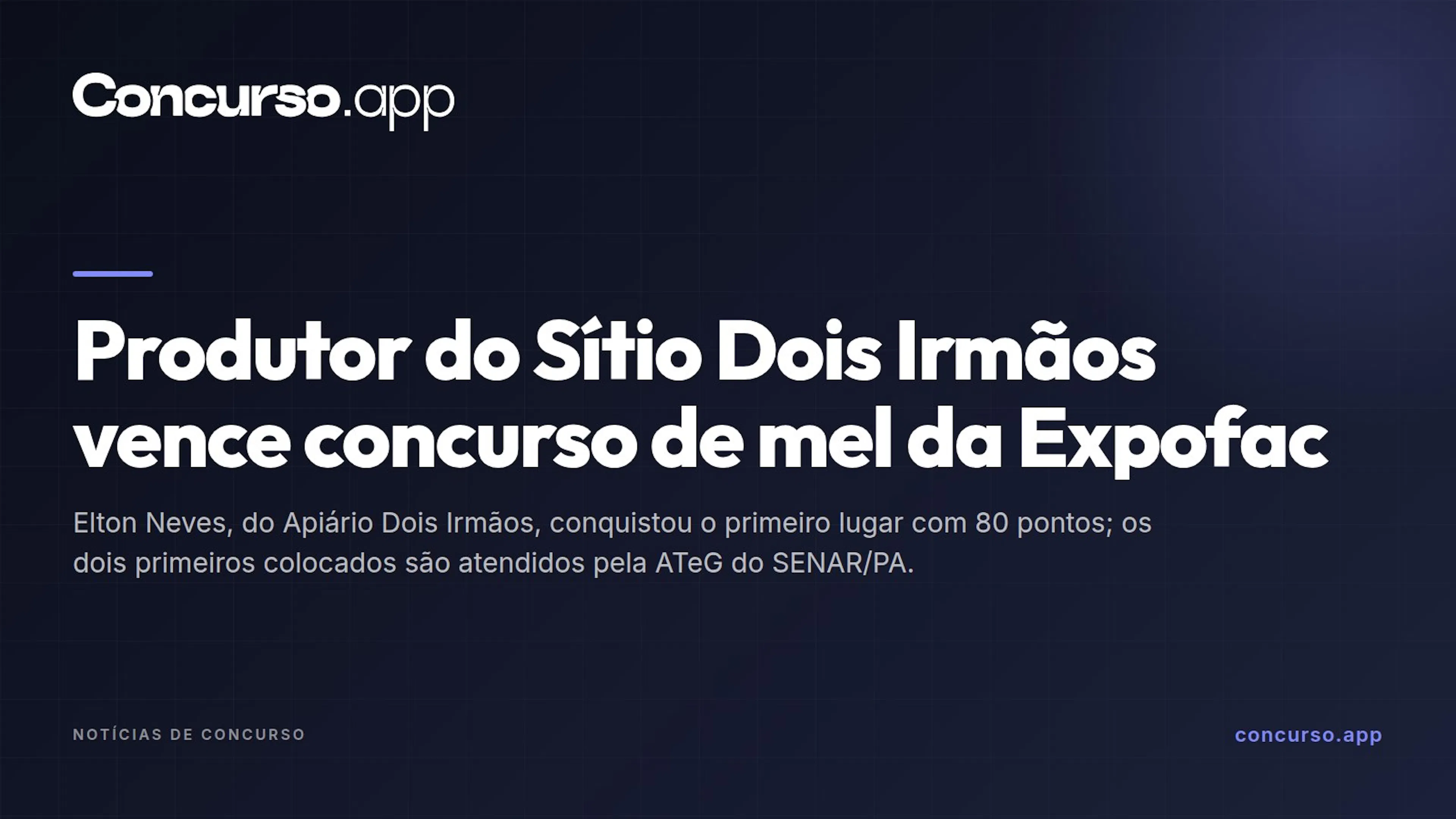 Produtor do Sítio Dois Irmãos vence concurso de mel da Expofac