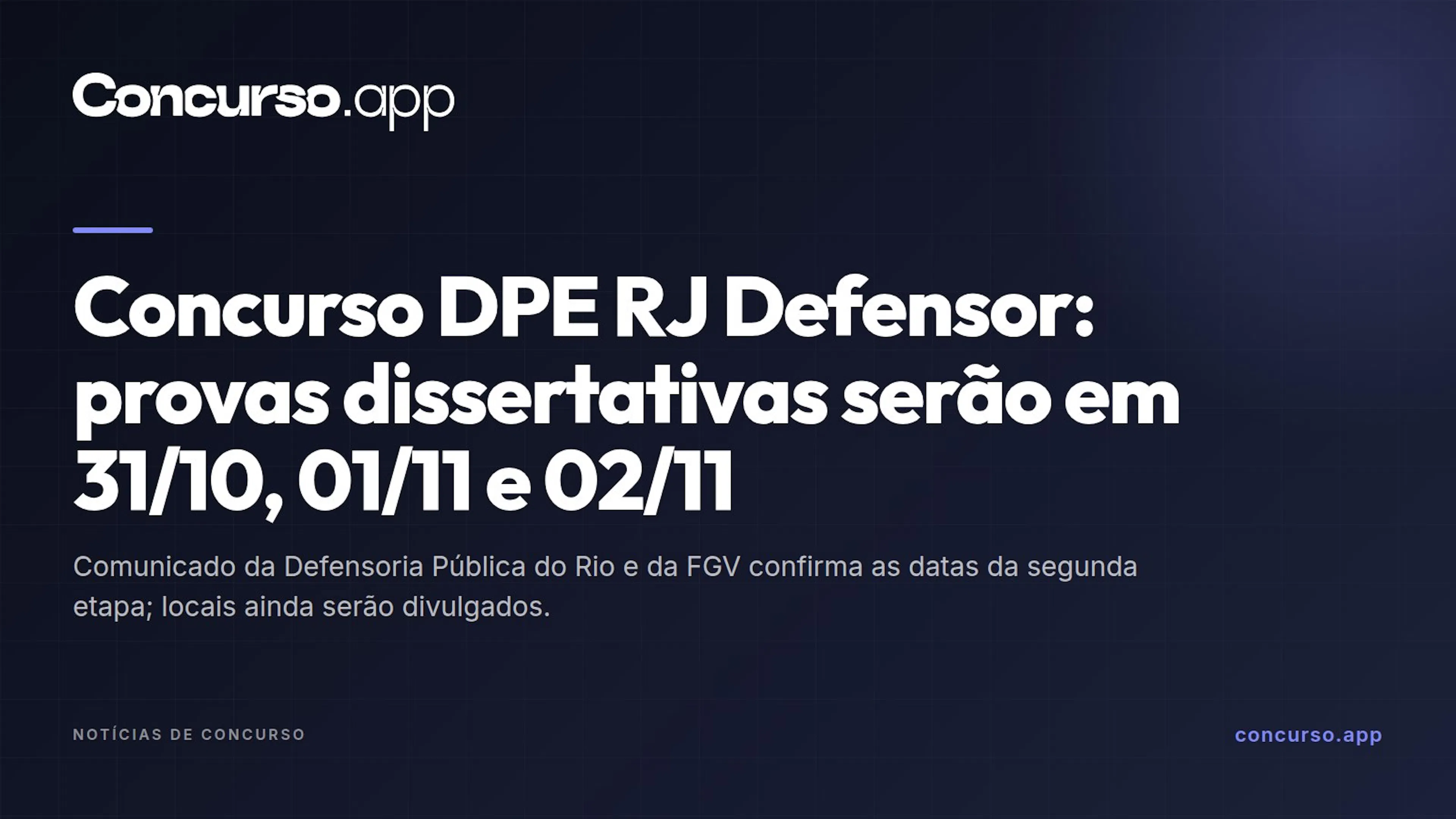 Concurso DPE RJ Defensor: provas dissertativas serão em 31/10, 01/11 e 02/11
