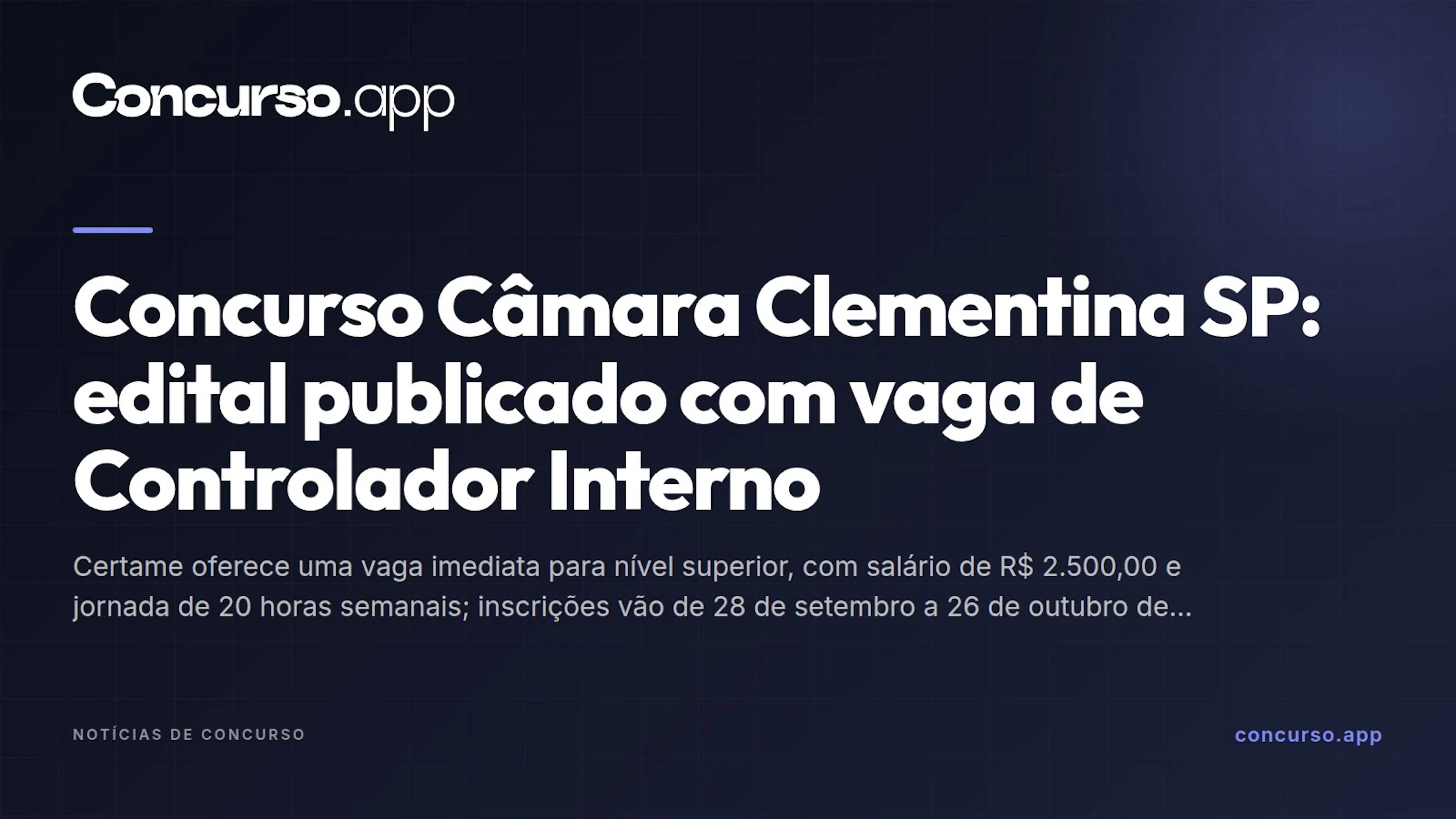 Concurso Câmara Clementina SP: edital publicado com vaga de Controlador Interno