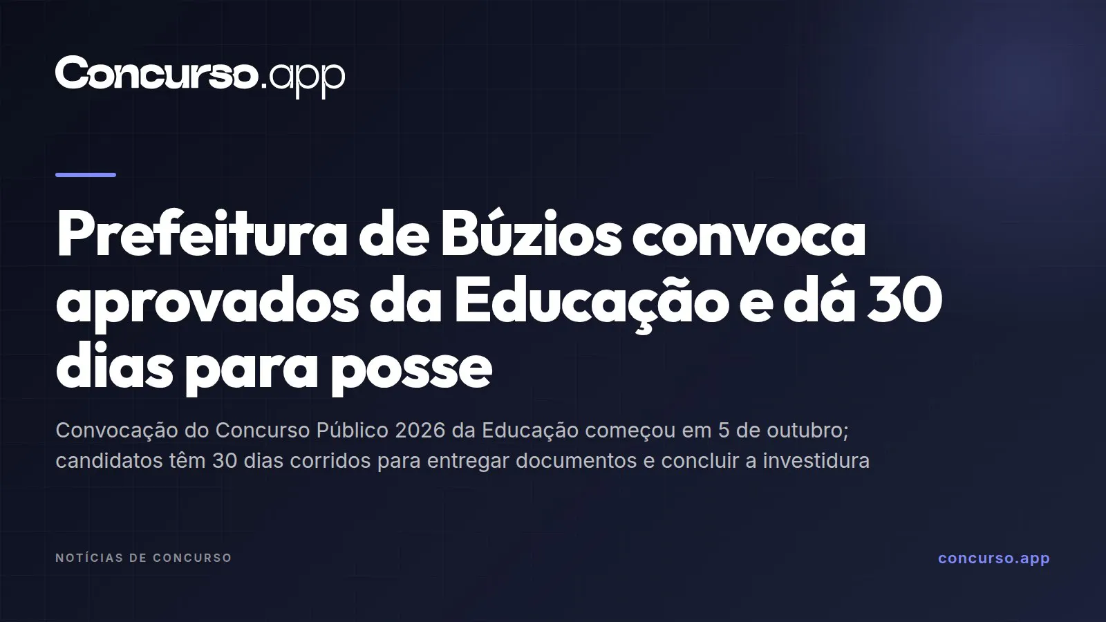 Prefeitura de Búzios convoca aprovados da Educação e dá 30 dias para posse