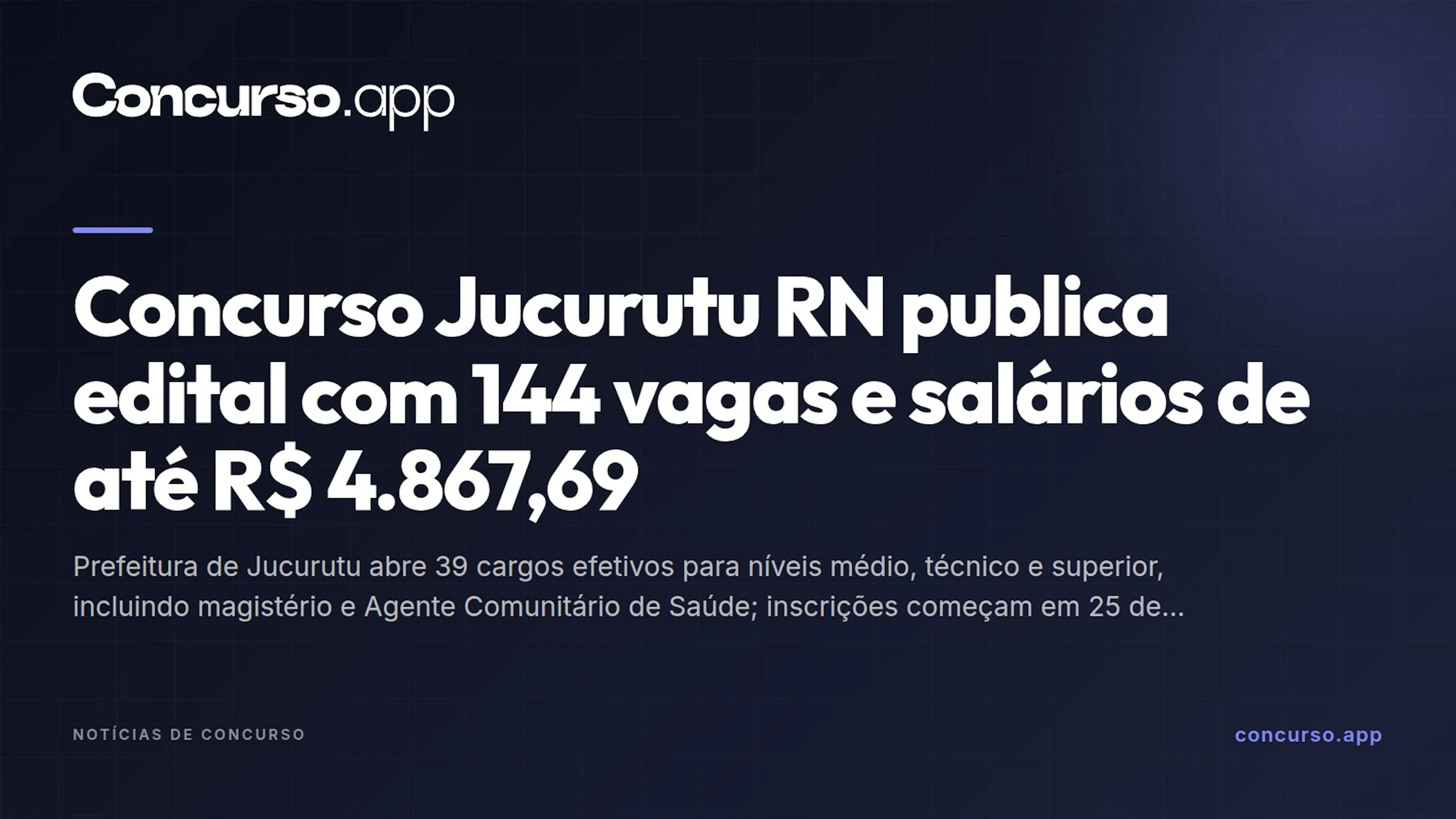 Concurso Jucurutu RN publica edital com 144 vagas e salários de até R$ 4.867,69