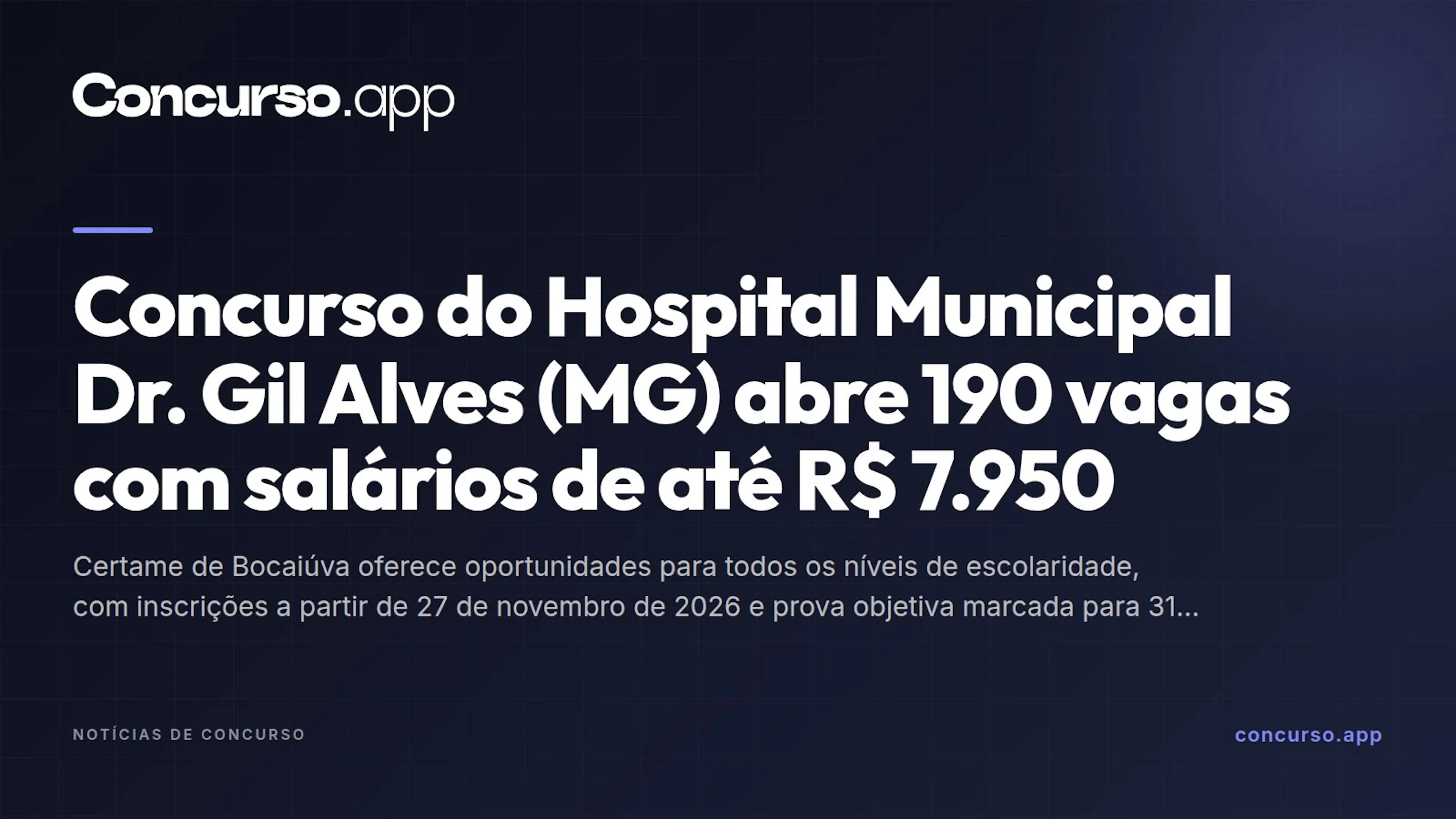 Concurso do Hospital Municipal Dr. Gil Alves (MG) abre 190 vagas com salários de até R$ 7.950