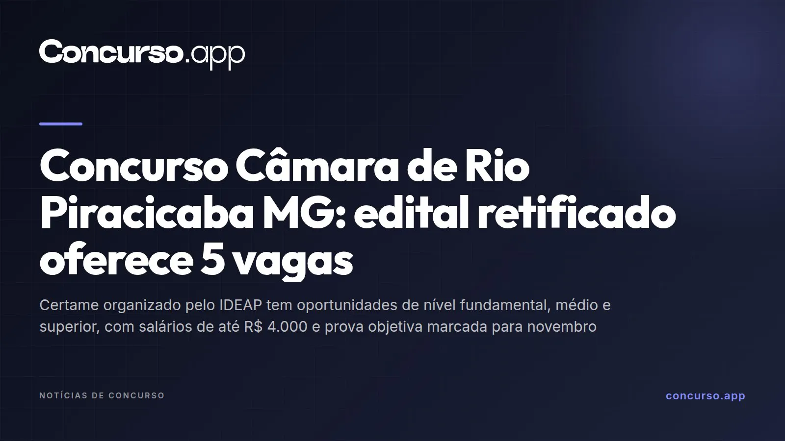 Concurso Câmara de Rio Piracicaba MG: edital retificado oferece 5 vagas