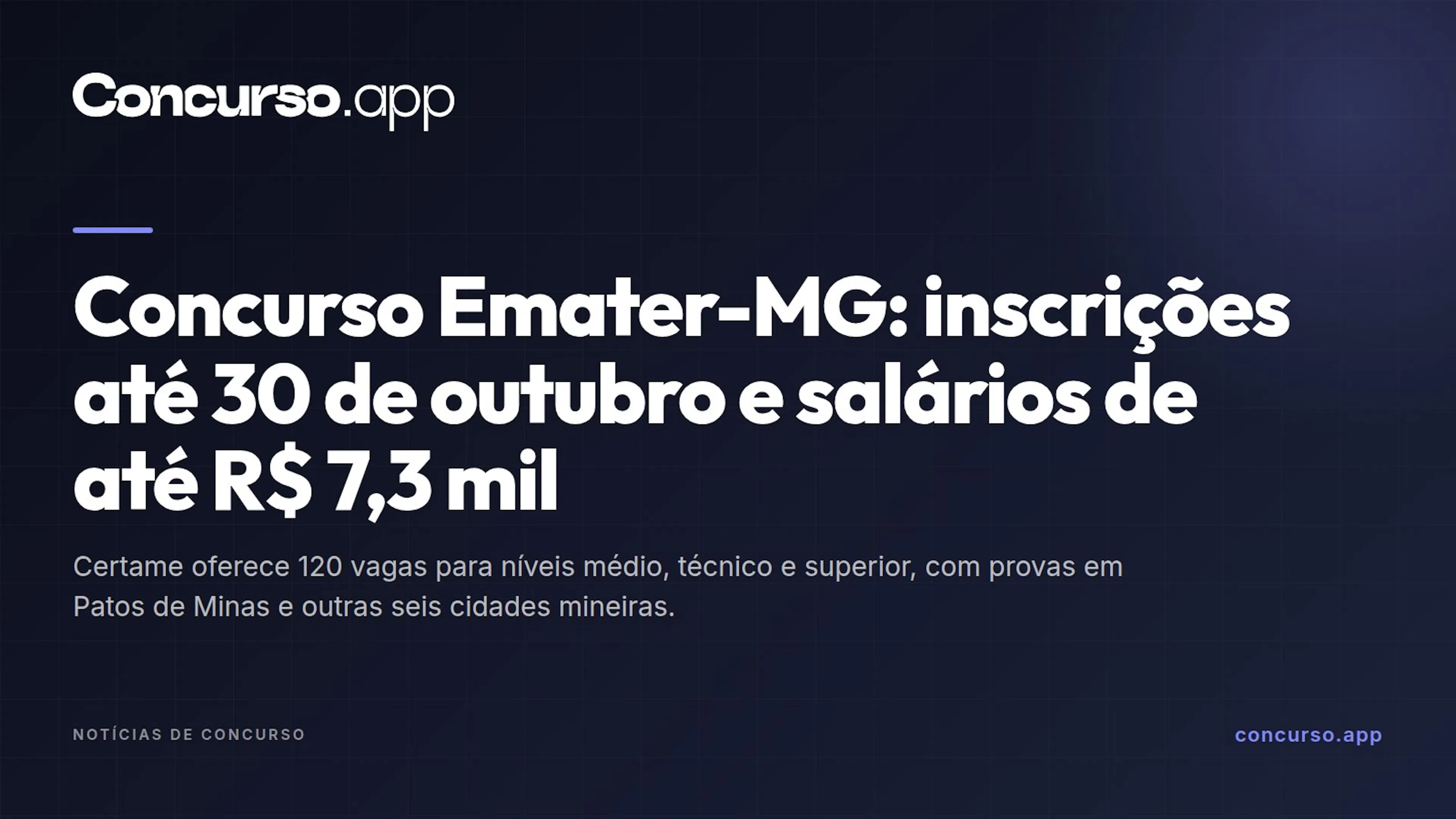 Concurso Emater-MG: inscrições até 30 de outubro e salários de até R$ 7,3 mil