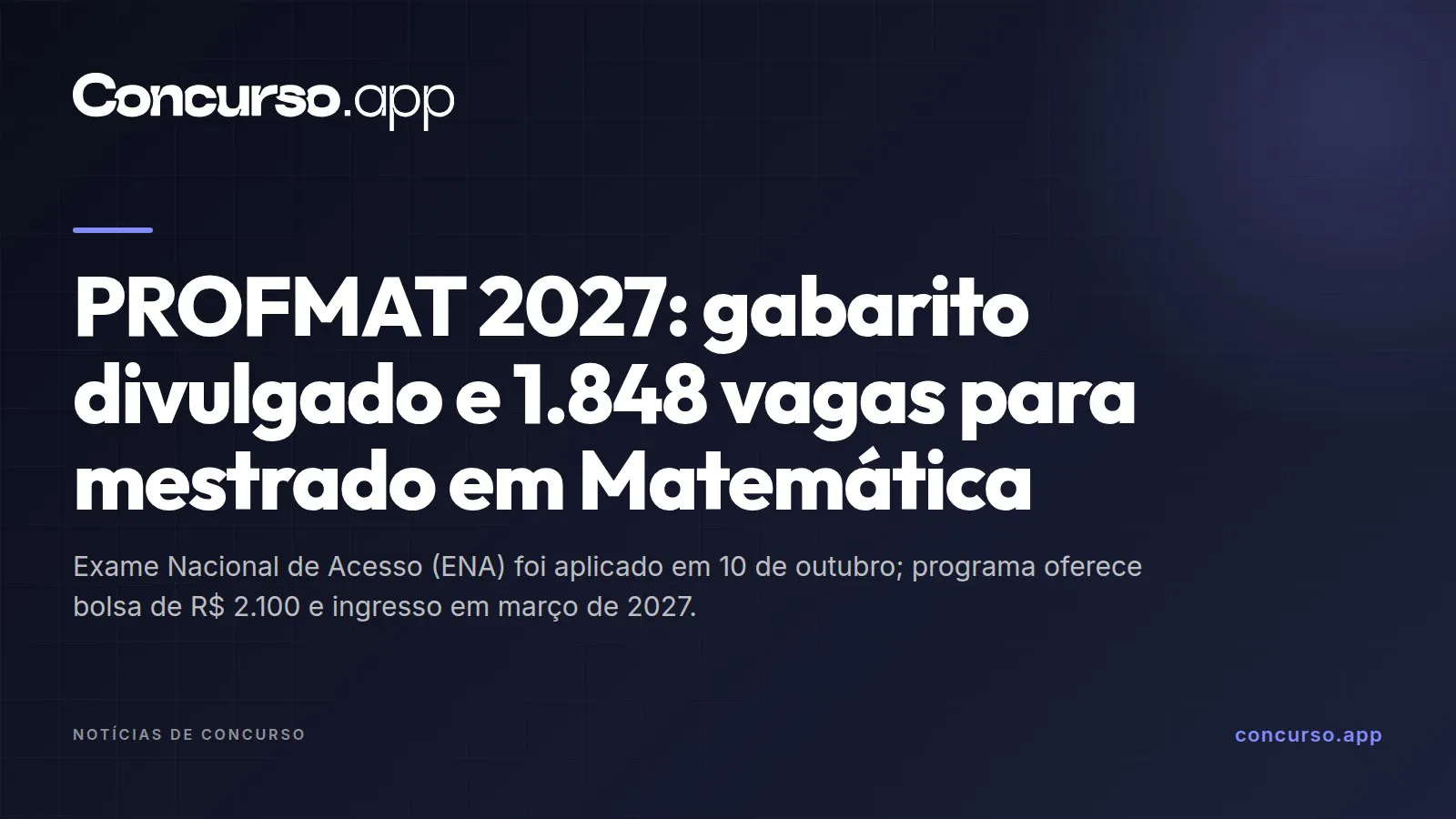 PROFMAT 2027: gabarito divulgado e 1.848 vagas para mestrado em Matemática