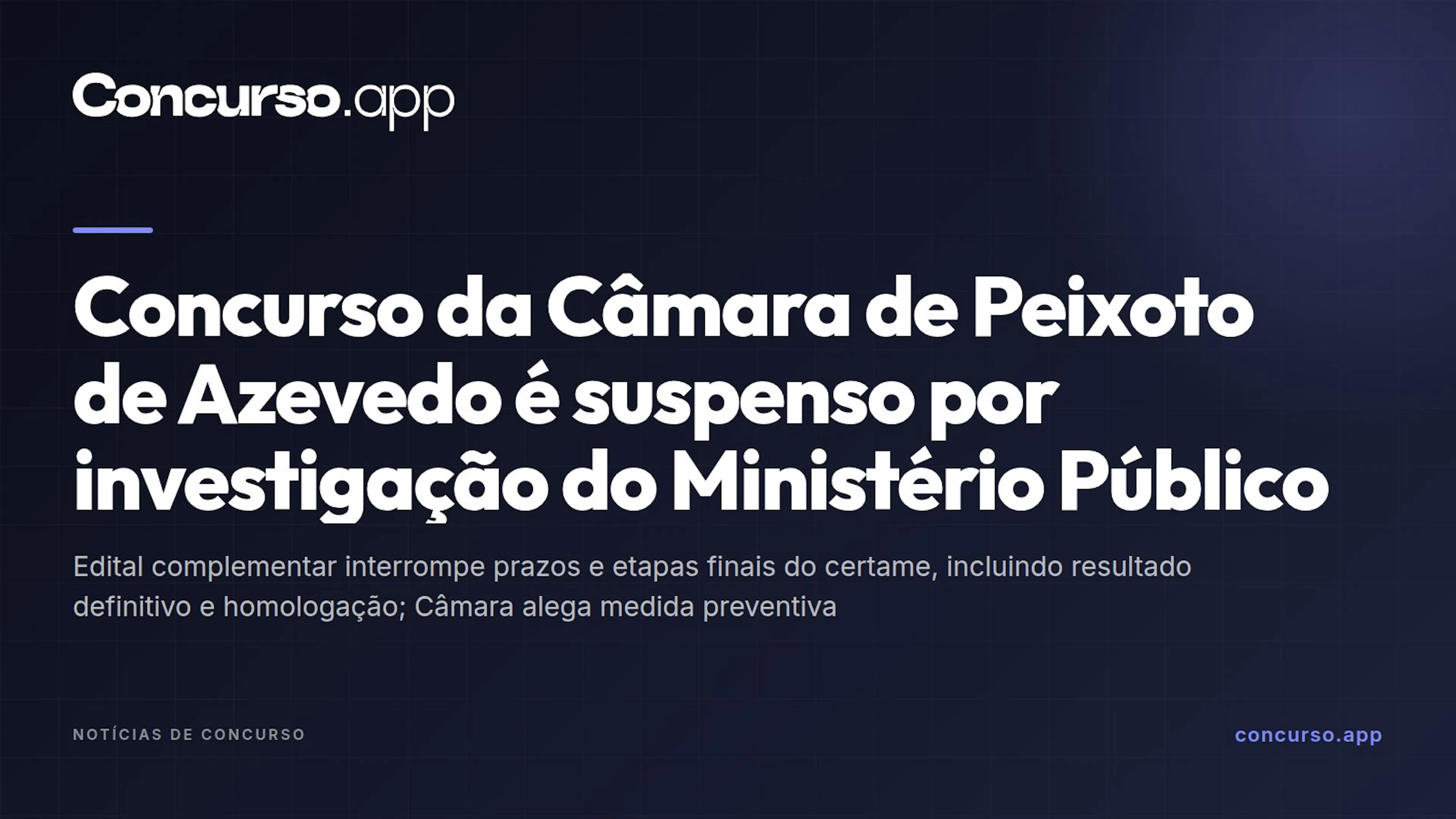 Concurso da Câmara de Peixoto de Azevedo é suspenso por investigação do Ministério Público