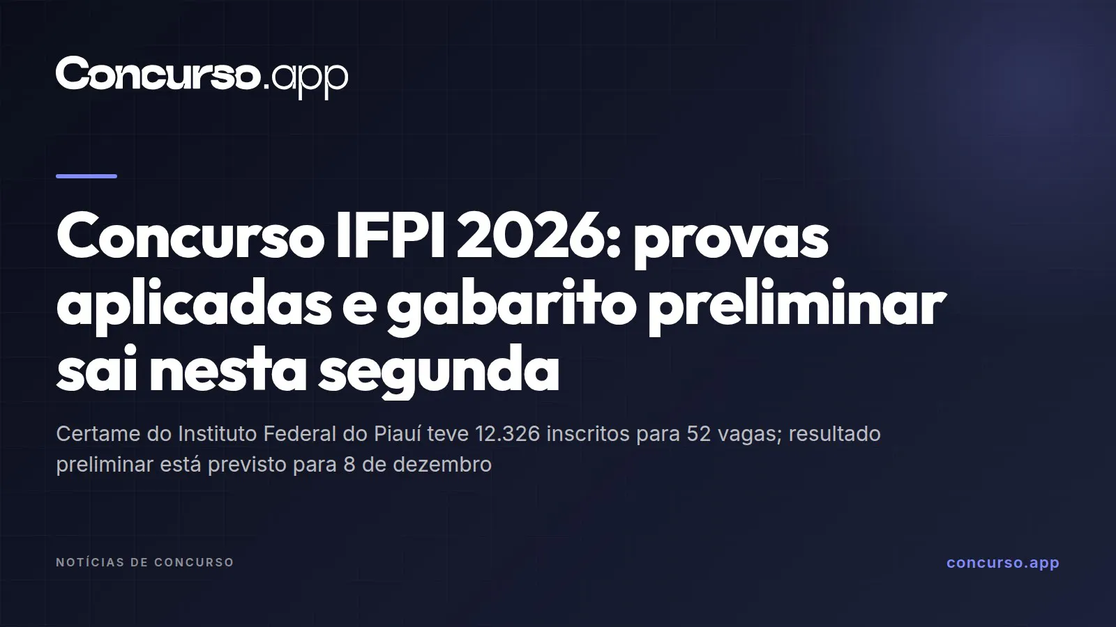 Concurso IFPI 2026: provas aplicadas e gabarito preliminar sai nesta segunda