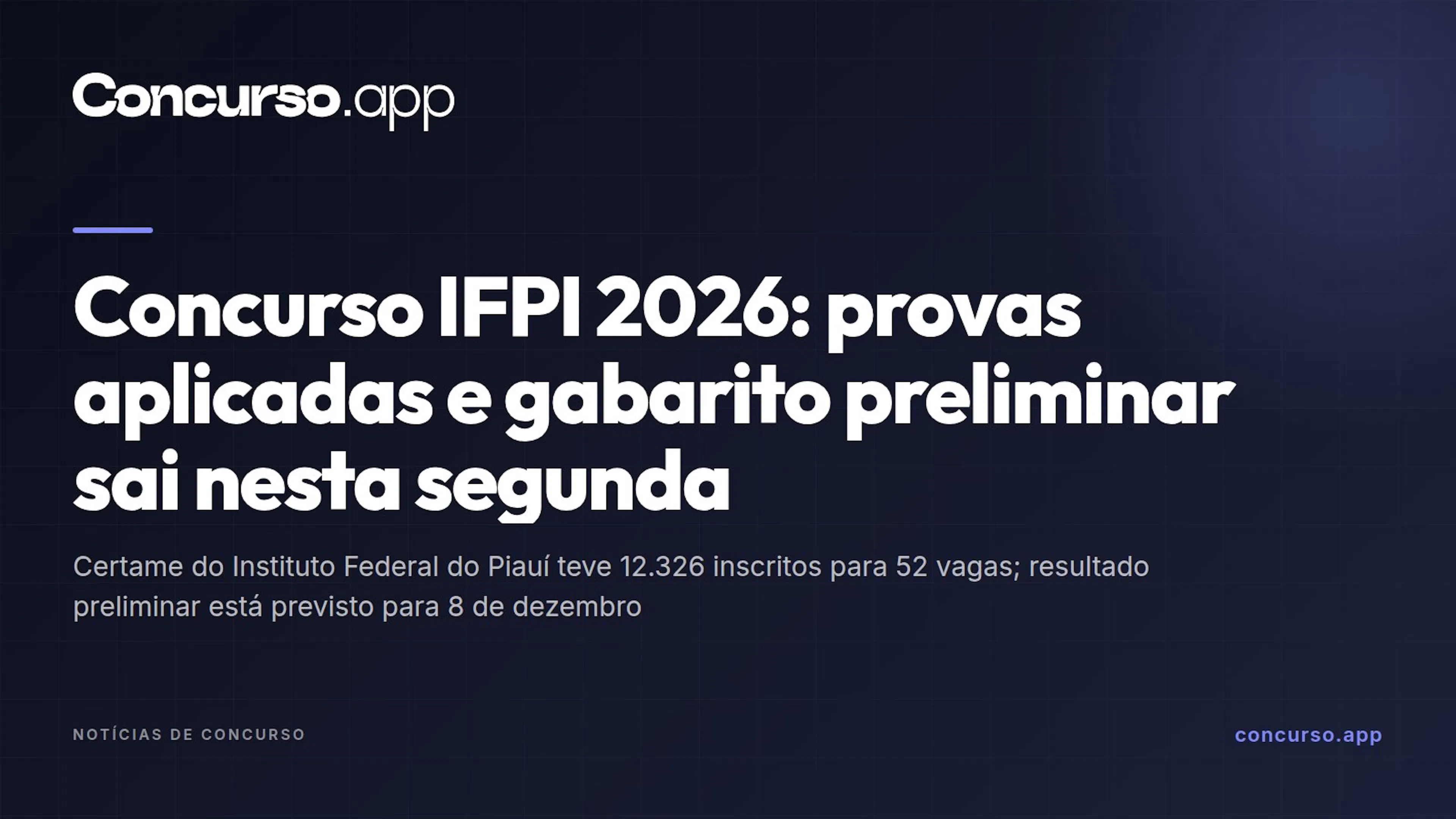 Concurso IFPI 2026: provas aplicadas e gabarito preliminar sai nesta segunda