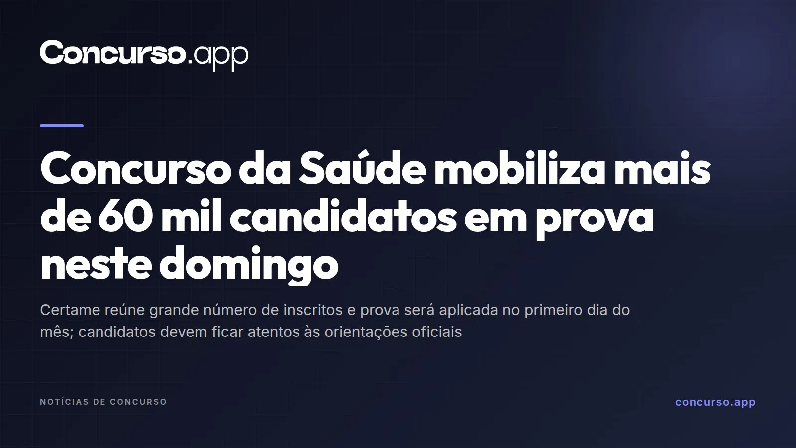 Concurso da Saúde mobiliza mais de 60 mil candidatos em prova neste domingo