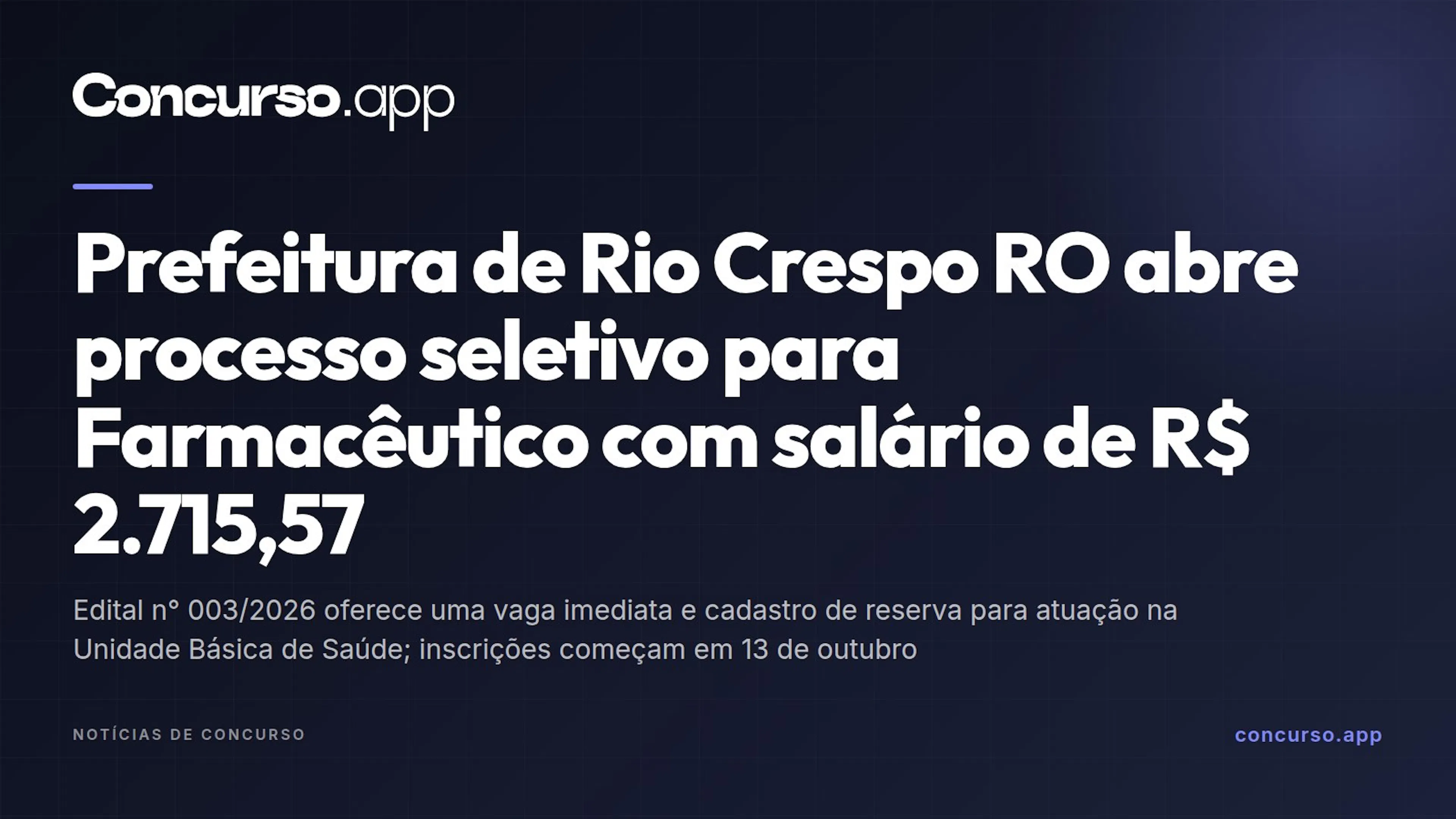 Prefeitura de Rio Crespo RO abre processo seletivo para Farmacêutico com salário de R$ 2.715,57