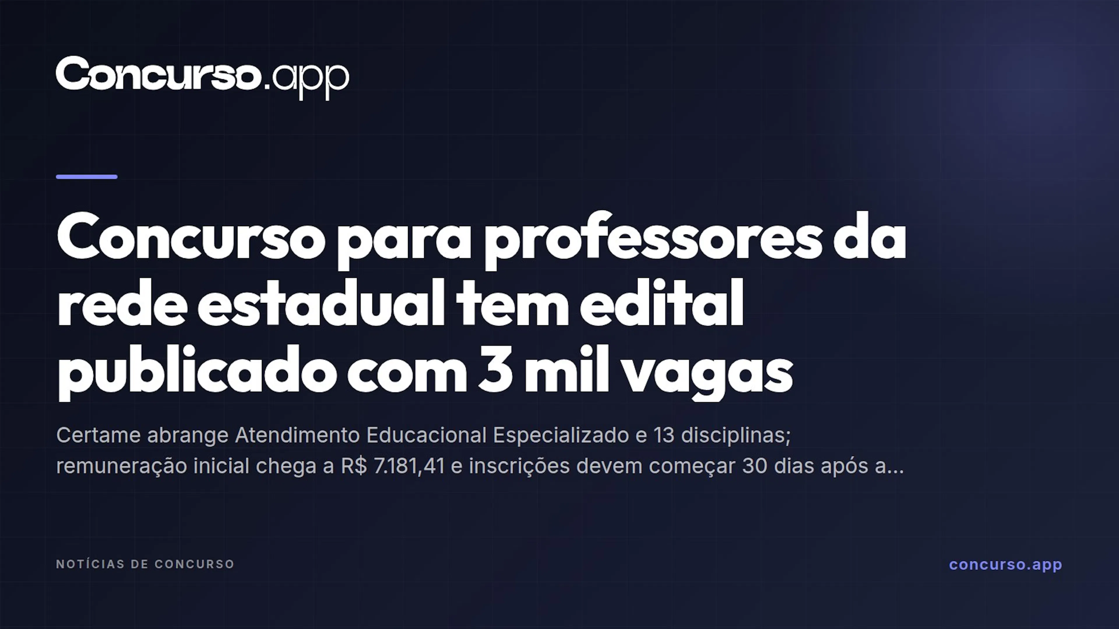 Concurso para professores da rede estadual tem edital publicado com 3 mil vagas