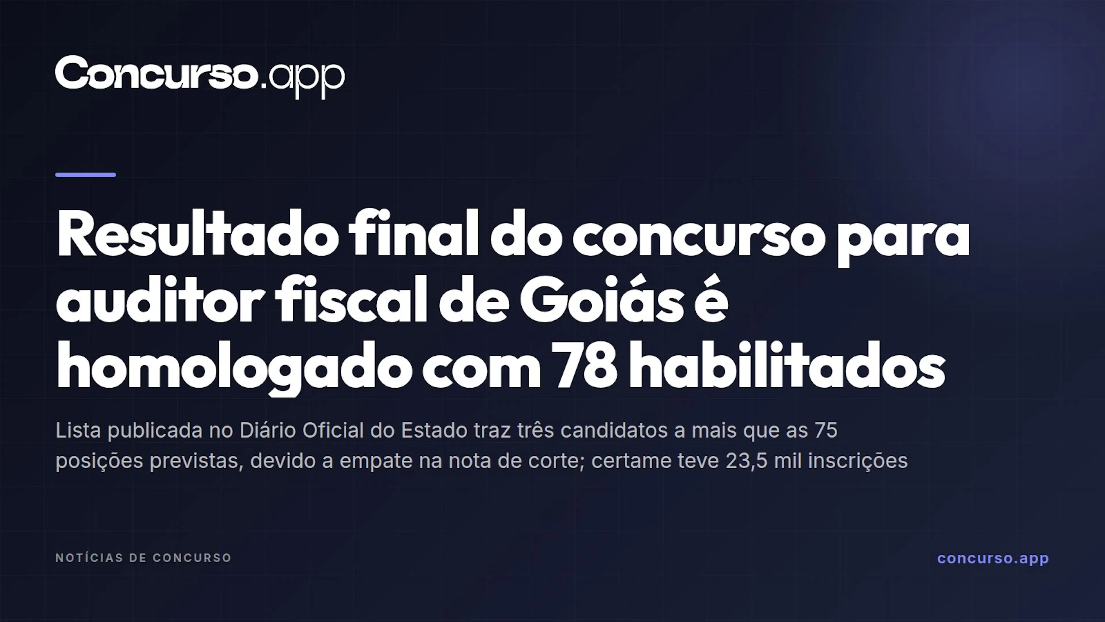 Resultado final do concurso para auditor fiscal de Goiás é homologado com 78 habilitados