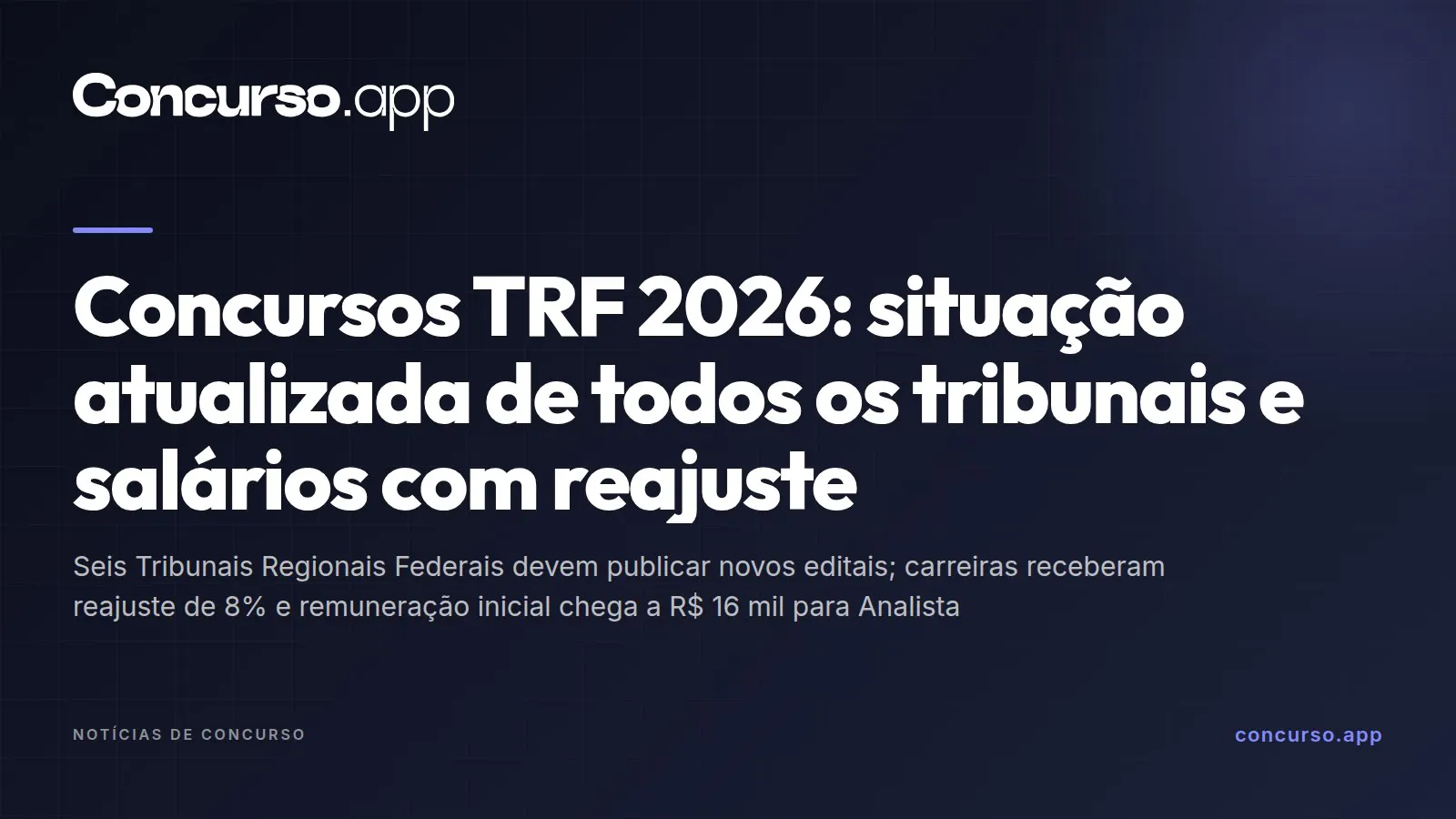 Concursos TRF 2026: situação atualizada de todos os tribunais e salários com reajuste