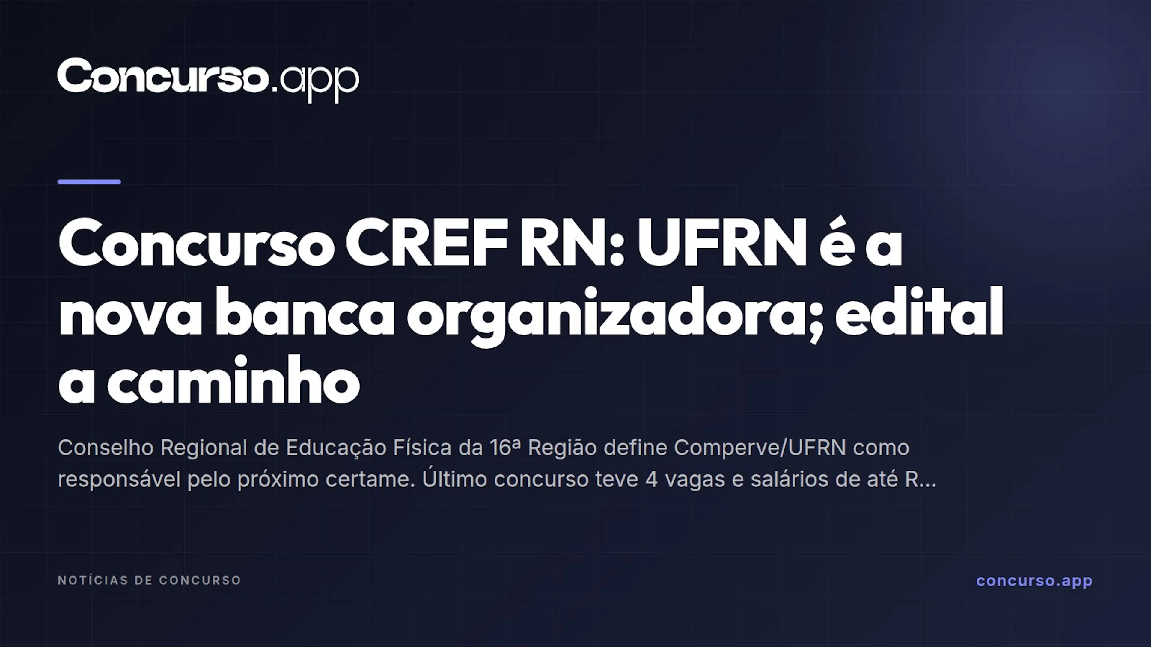 Concurso CREF RN: UFRN é a nova banca organizadora; edital a caminho