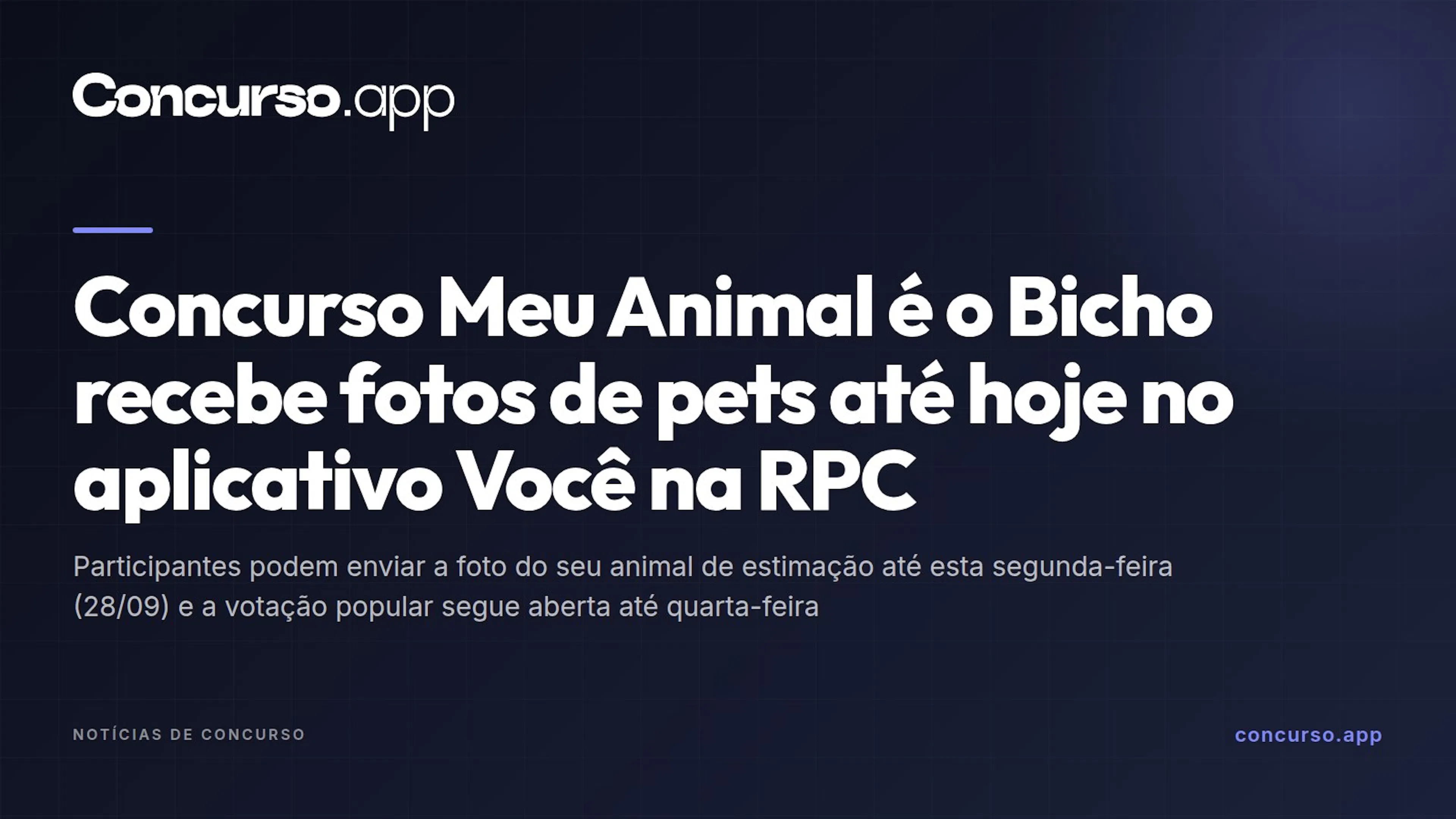 Concurso Meu Animal é o Bicho recebe fotos de pets até hoje no aplicativo Você na RPC