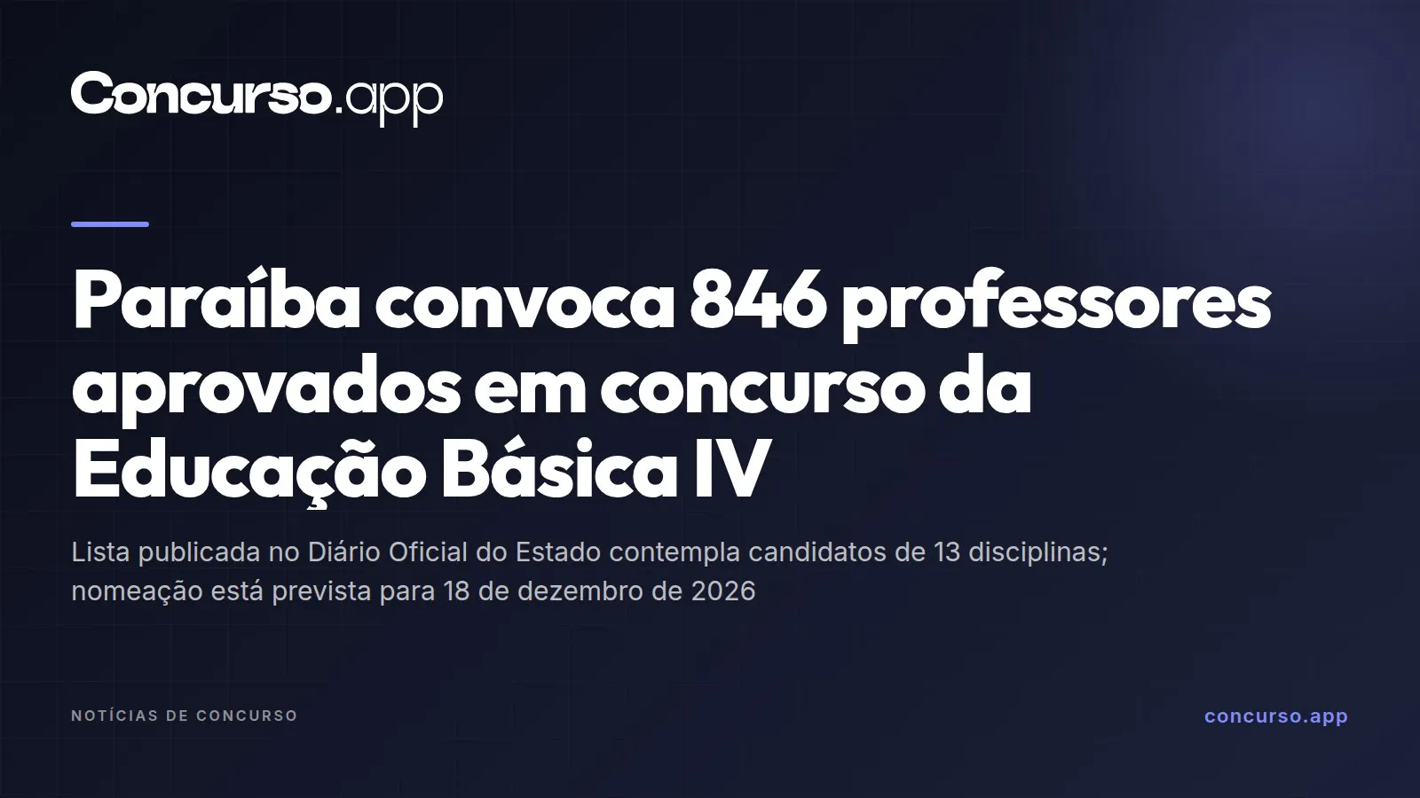 Paraíba convoca 846 professores aprovados em concurso da Educação Básica IV