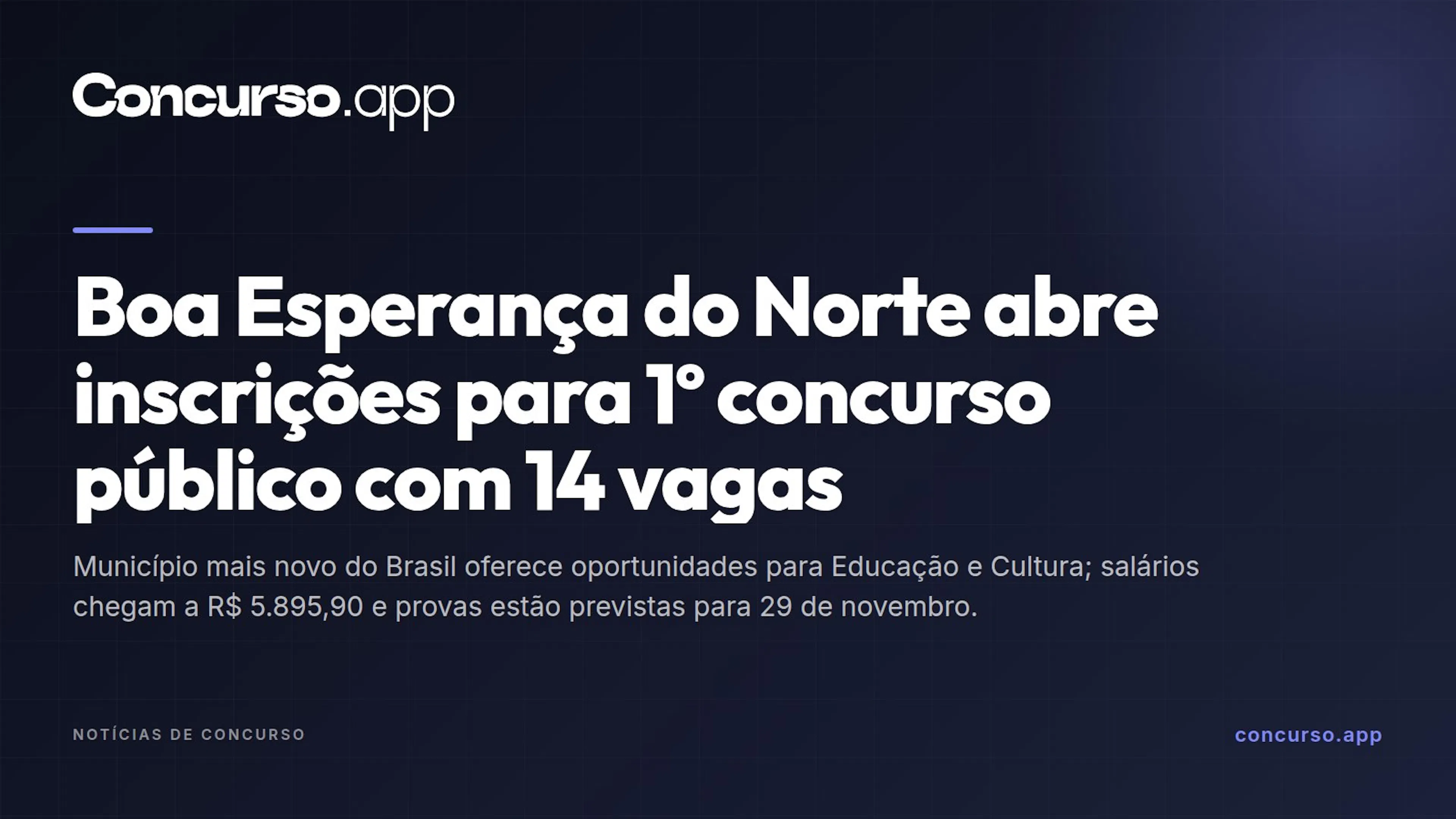 Boa Esperança do Norte abre inscrições para 1º concurso público com 14 vagas