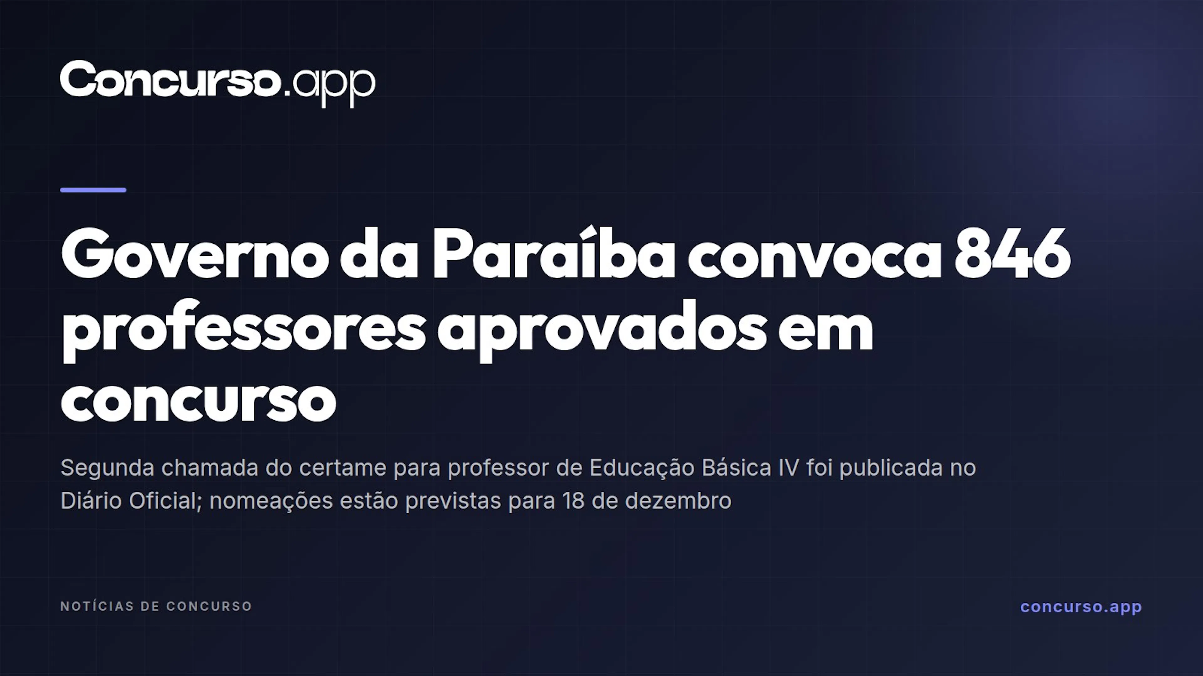 Governo da Paraíba convoca 846 professores aprovados em concurso