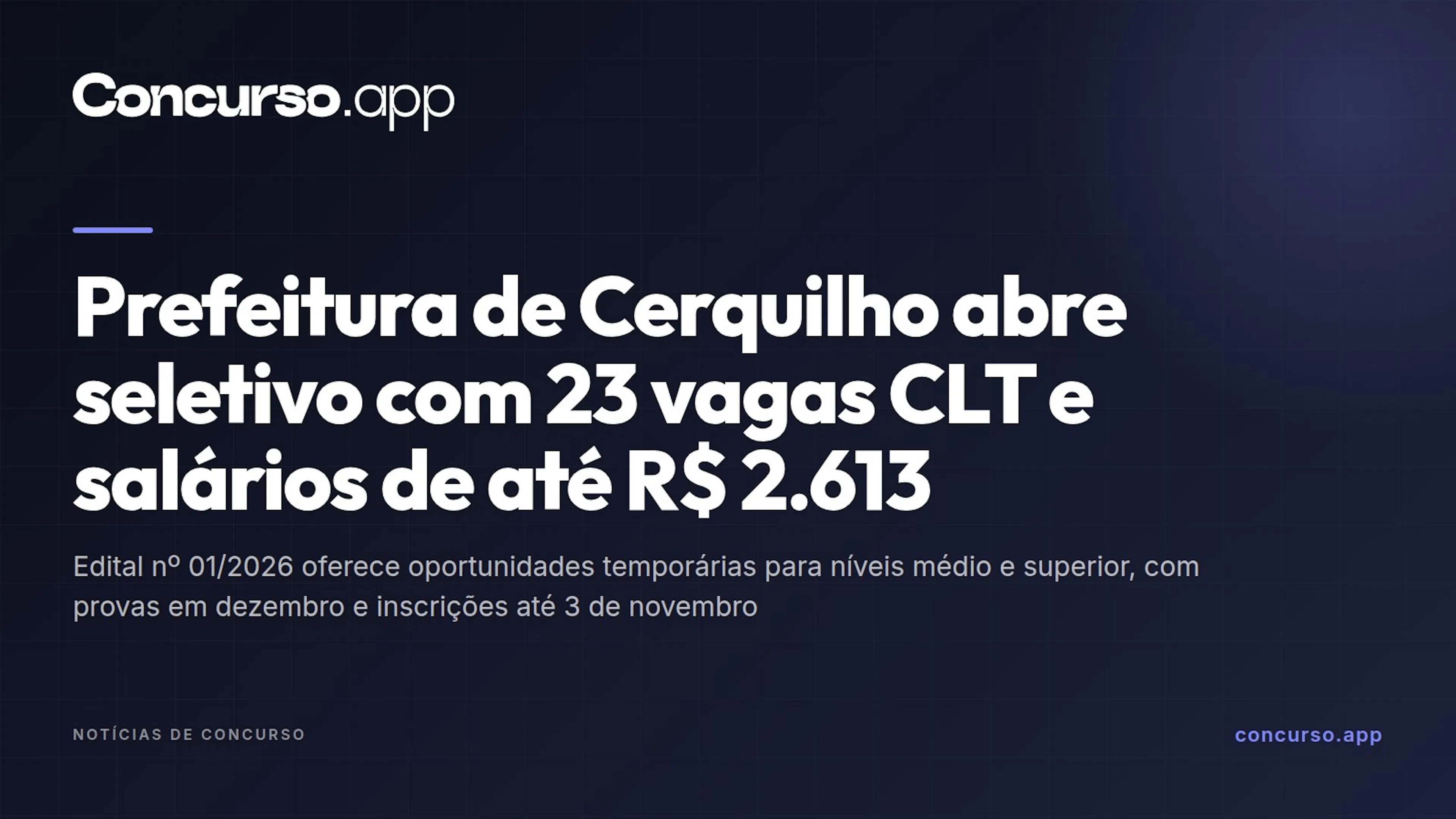 Prefeitura de Cerquilho abre seletivo com 23 vagas CLT e salários de até R$ 2.613