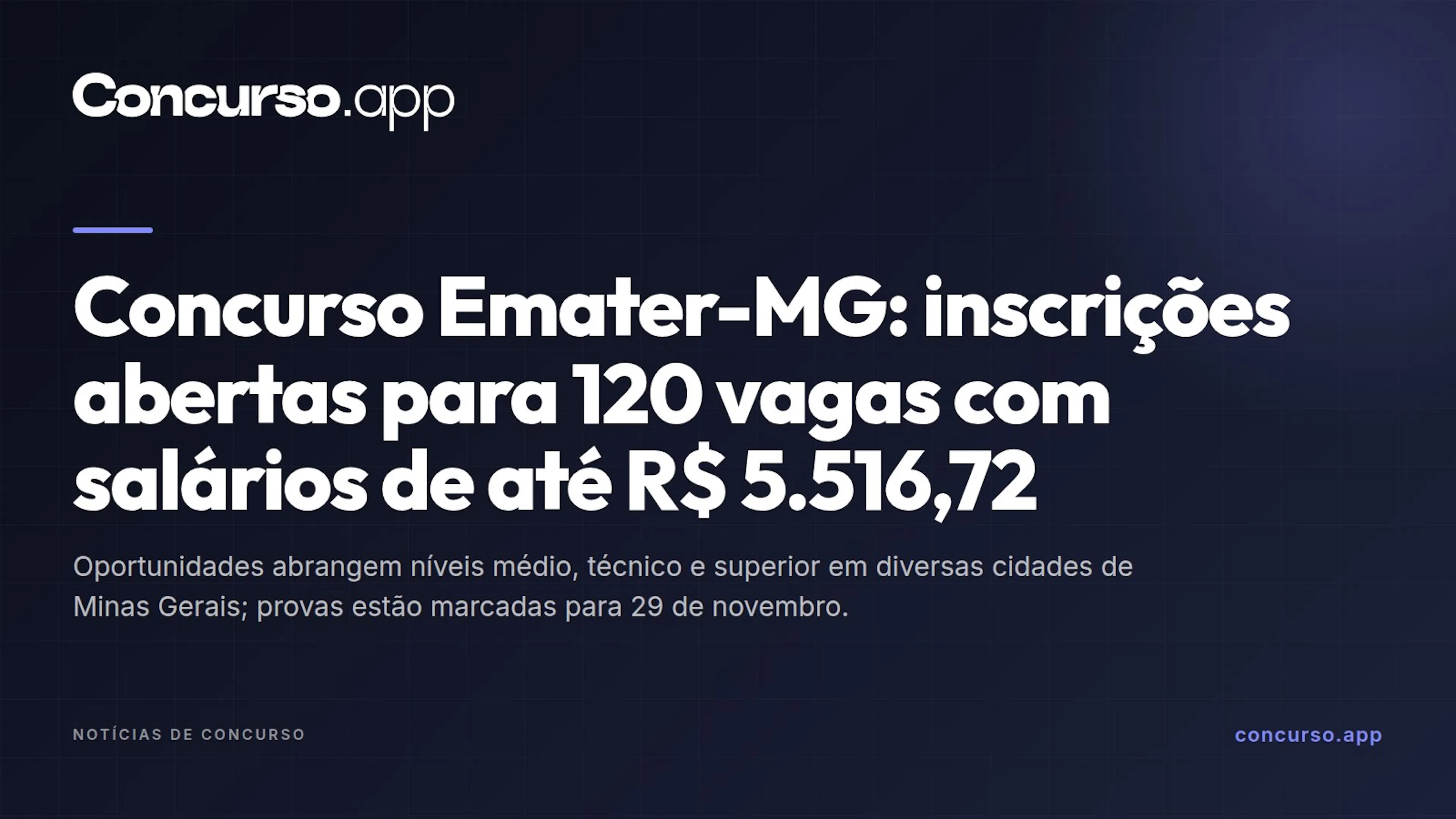 Concurso Emater-MG: inscrições abertas para 120 vagas com salários de até R$ 5.516,72