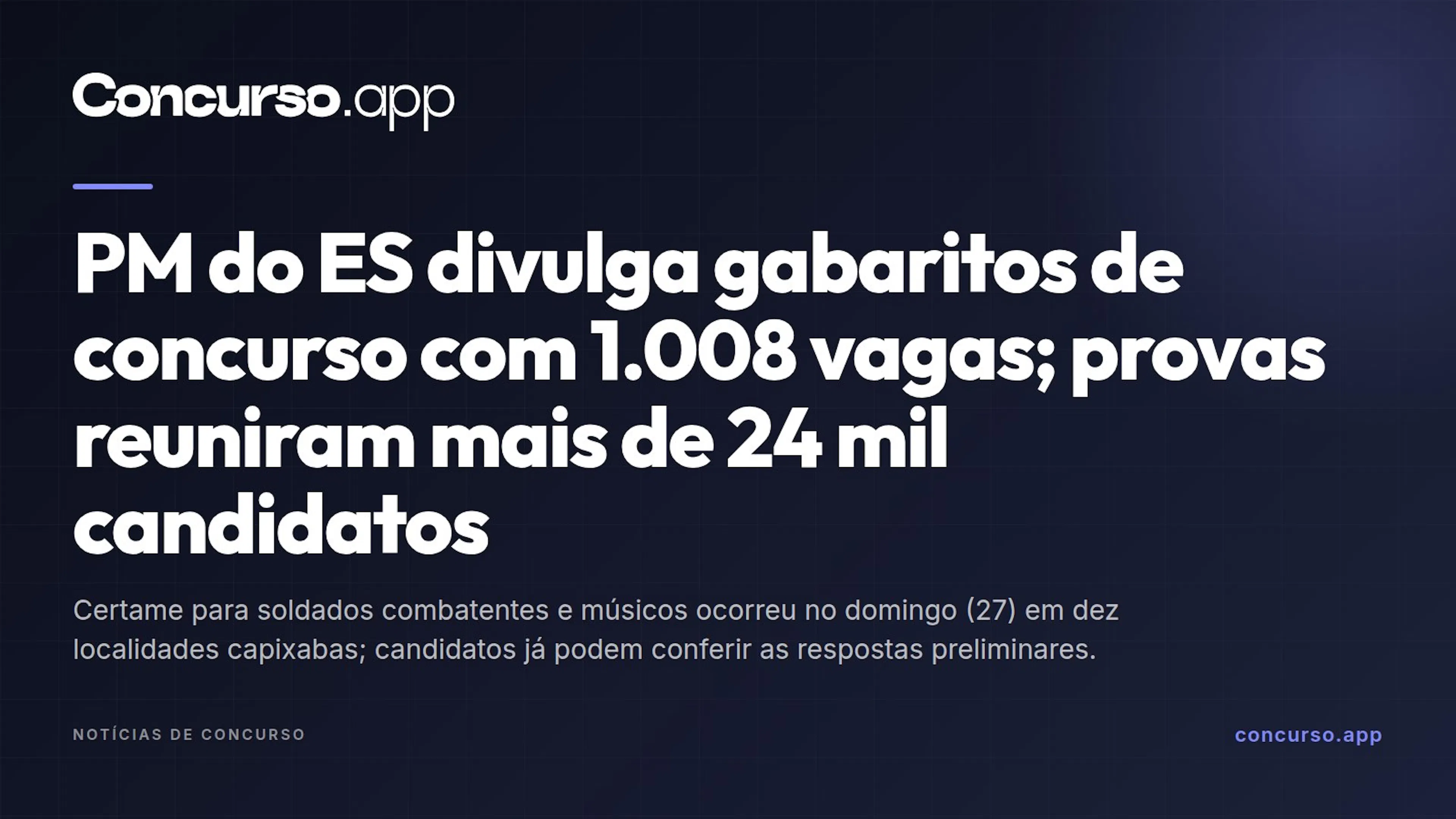 PM do ES divulga gabaritos de concurso com 1.008 vagas; provas reuniram mais de 24 mil candidatos