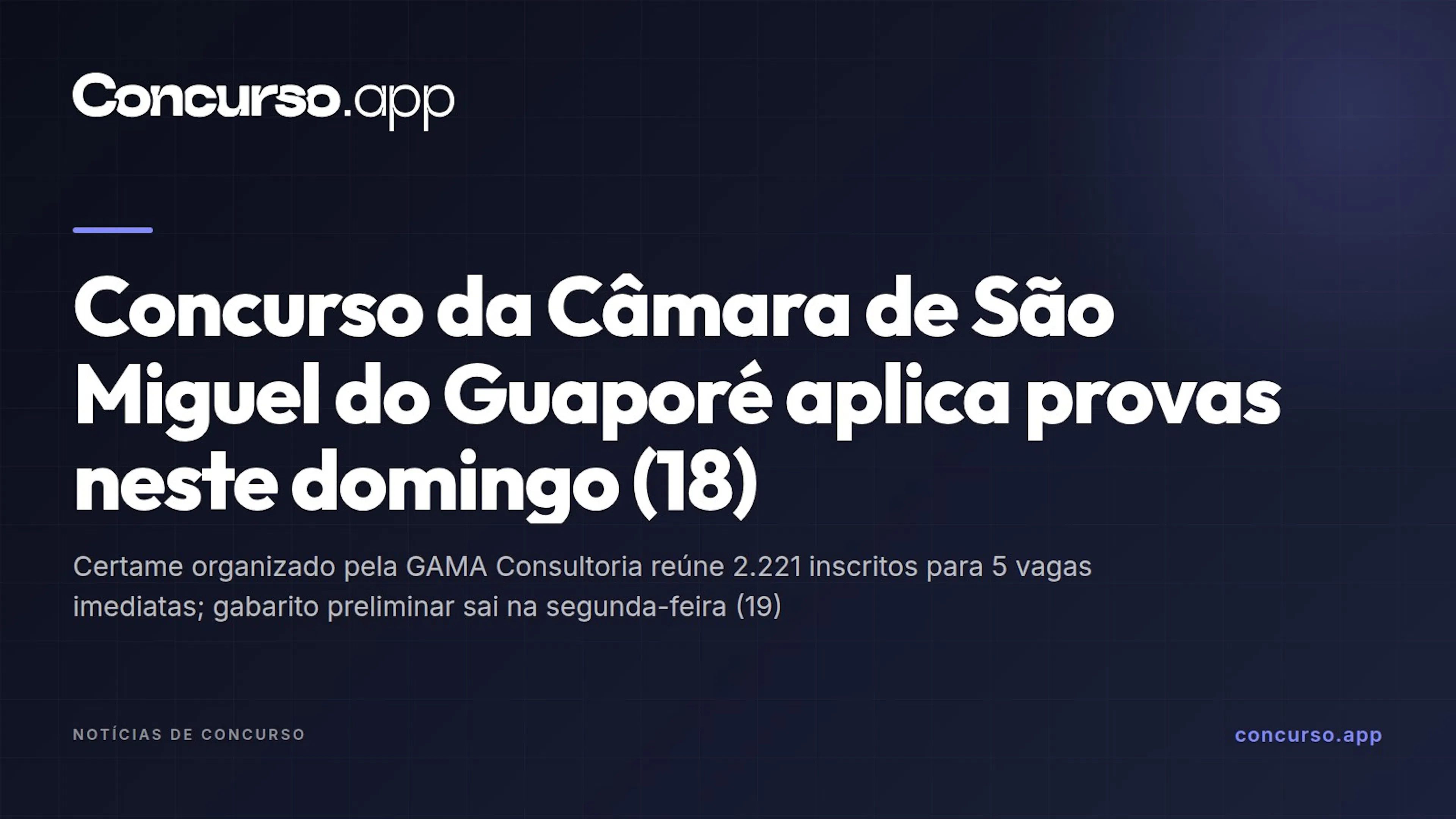Concurso da Câmara de São Miguel do Guaporé aplica provas neste domingo (18)