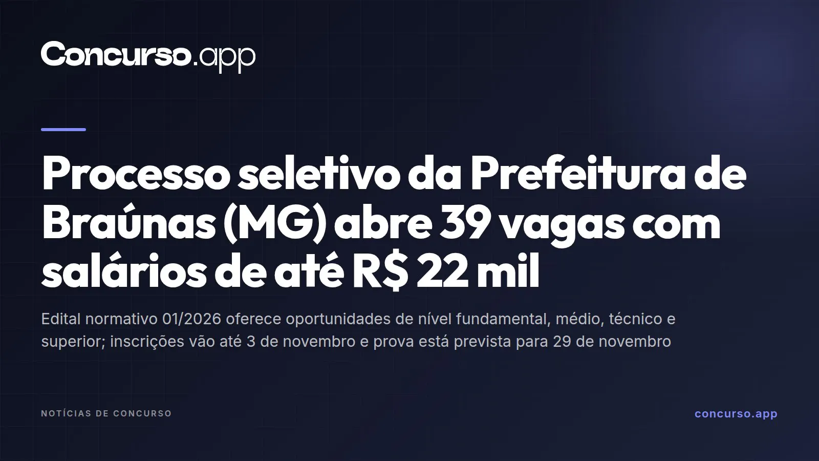 Processo seletivo da Prefeitura de Braúnas (MG) abre 39 vagas com salários de até R$ 22 mil