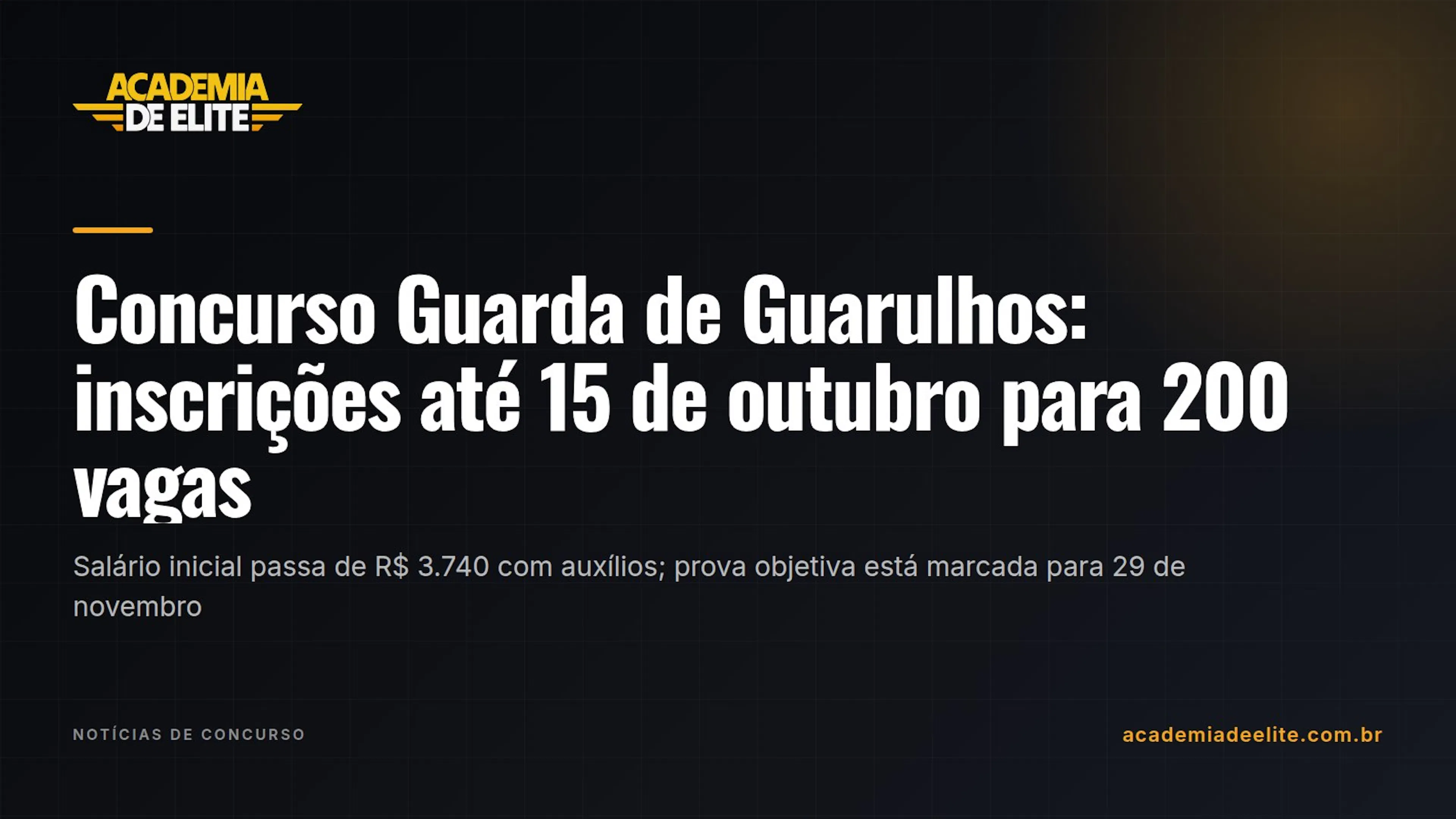 Concurso Guarda de Guarulhos: inscrições até 15 de outubro para 200 vagas