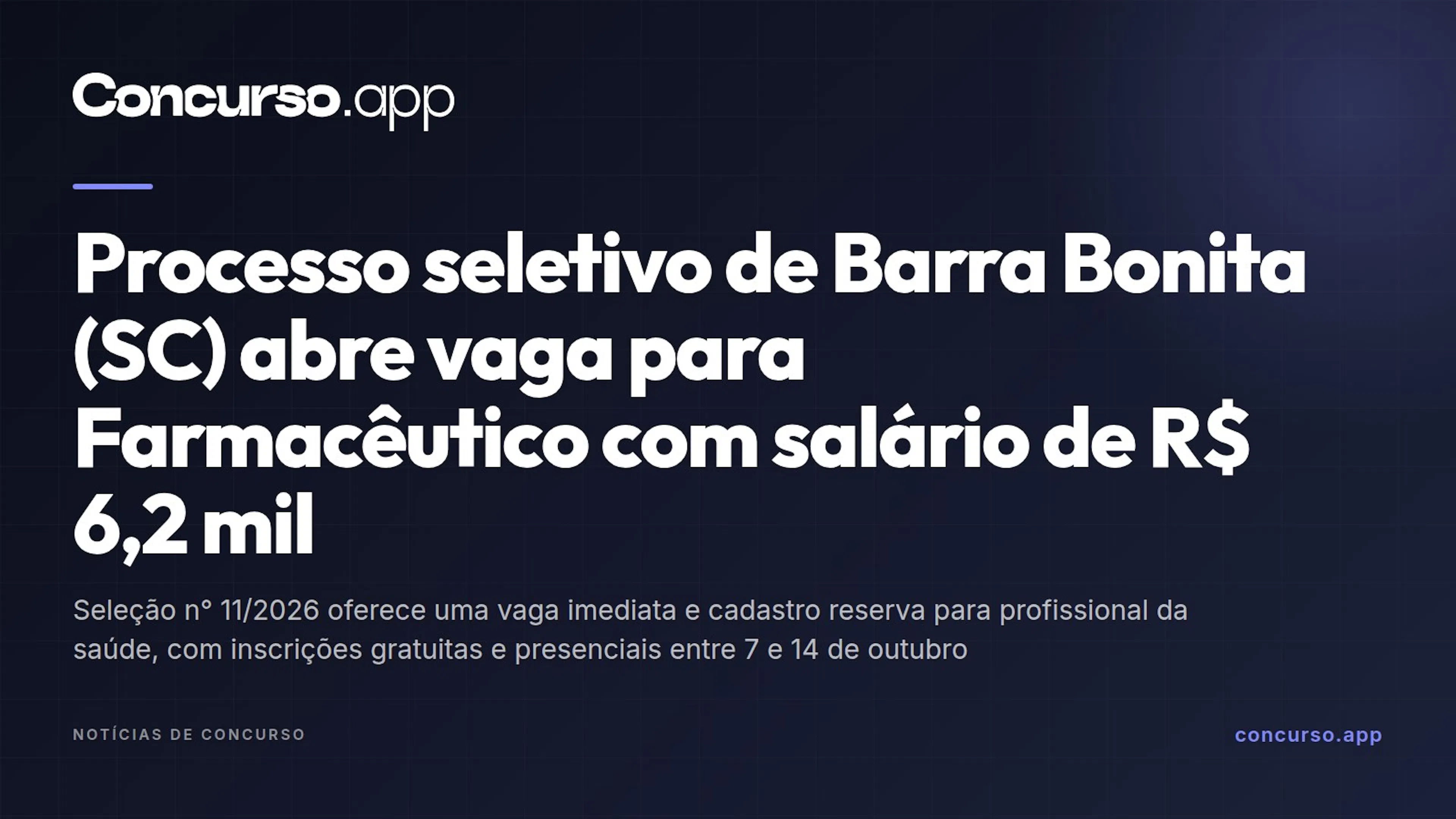 Processo seletivo de Barra Bonita (SC) abre vaga para Farmacêutico com salário de R$ 6,2 mil