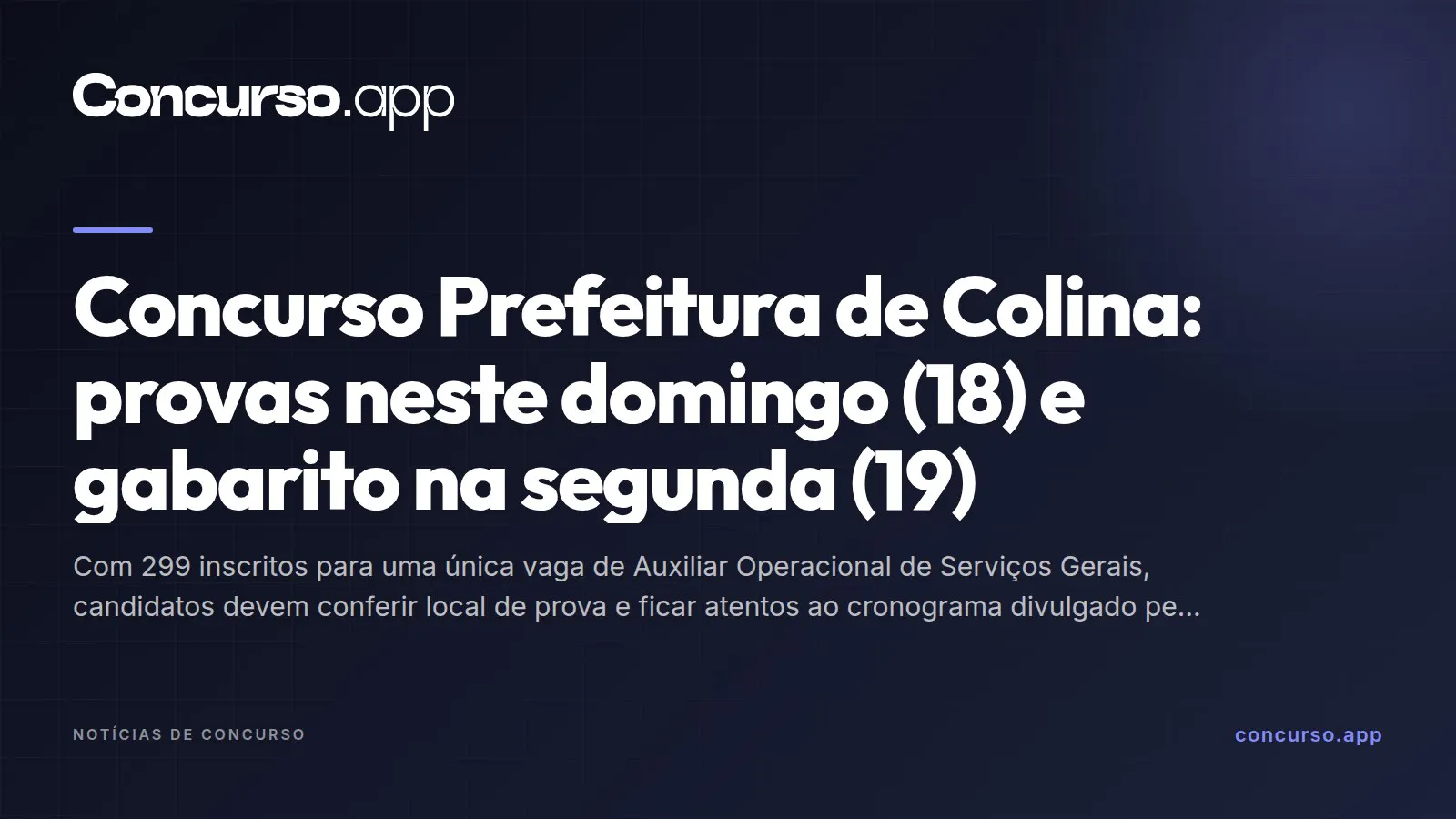 Concurso Prefeitura de Colina: provas neste domingo (18) e gabarito na segunda (19)