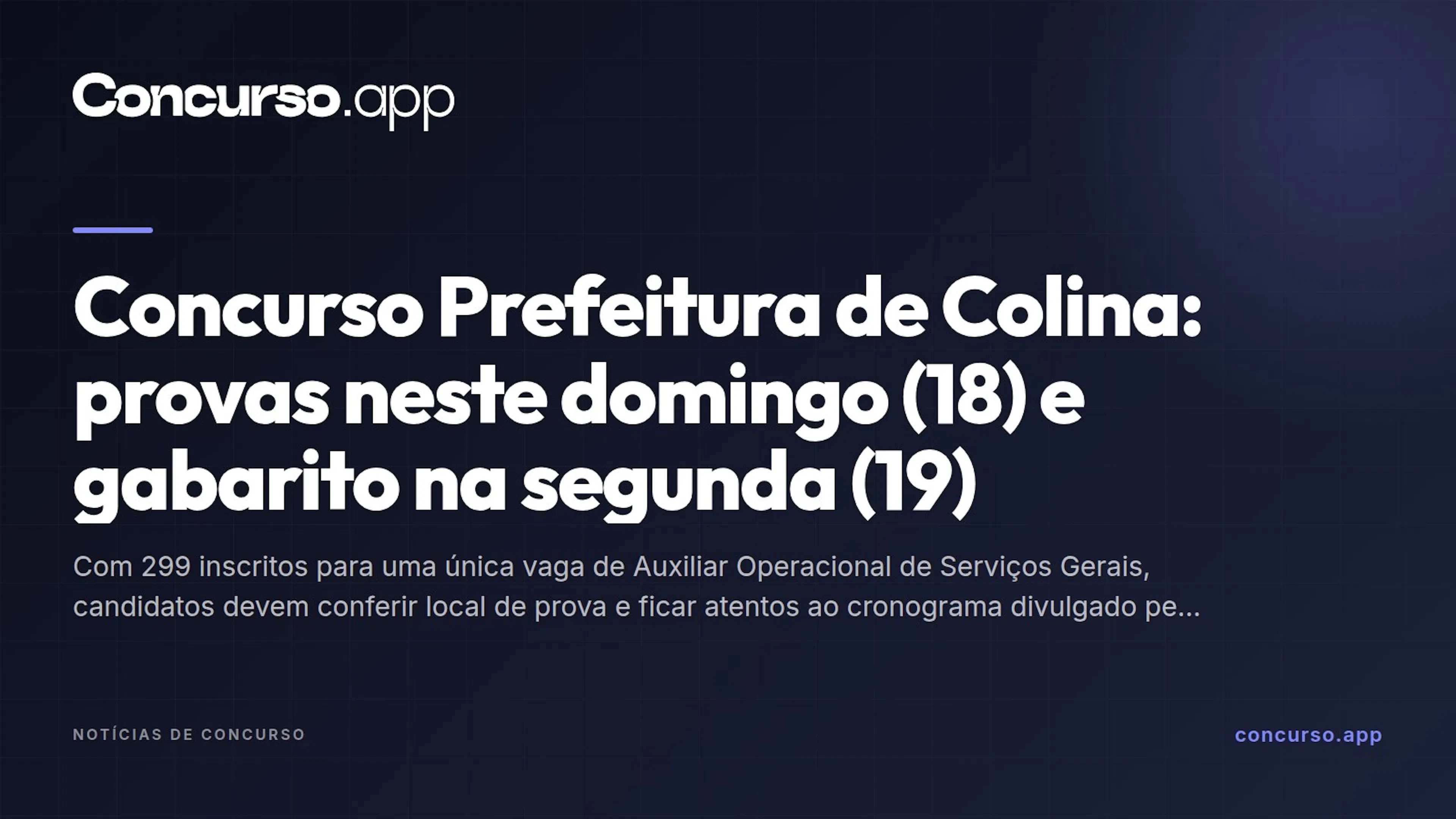 Concurso Prefeitura de Colina: provas neste domingo (18) e gabarito na segunda (19)
