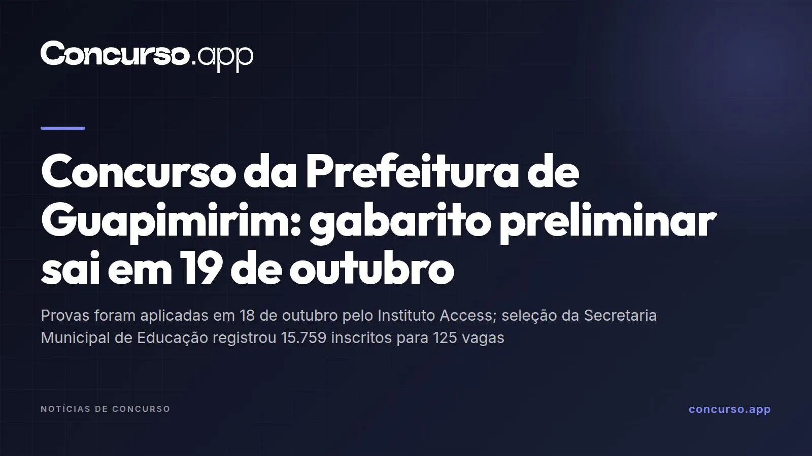 Concurso da Prefeitura de Guapimirim: gabarito preliminar sai em 19 de outubro