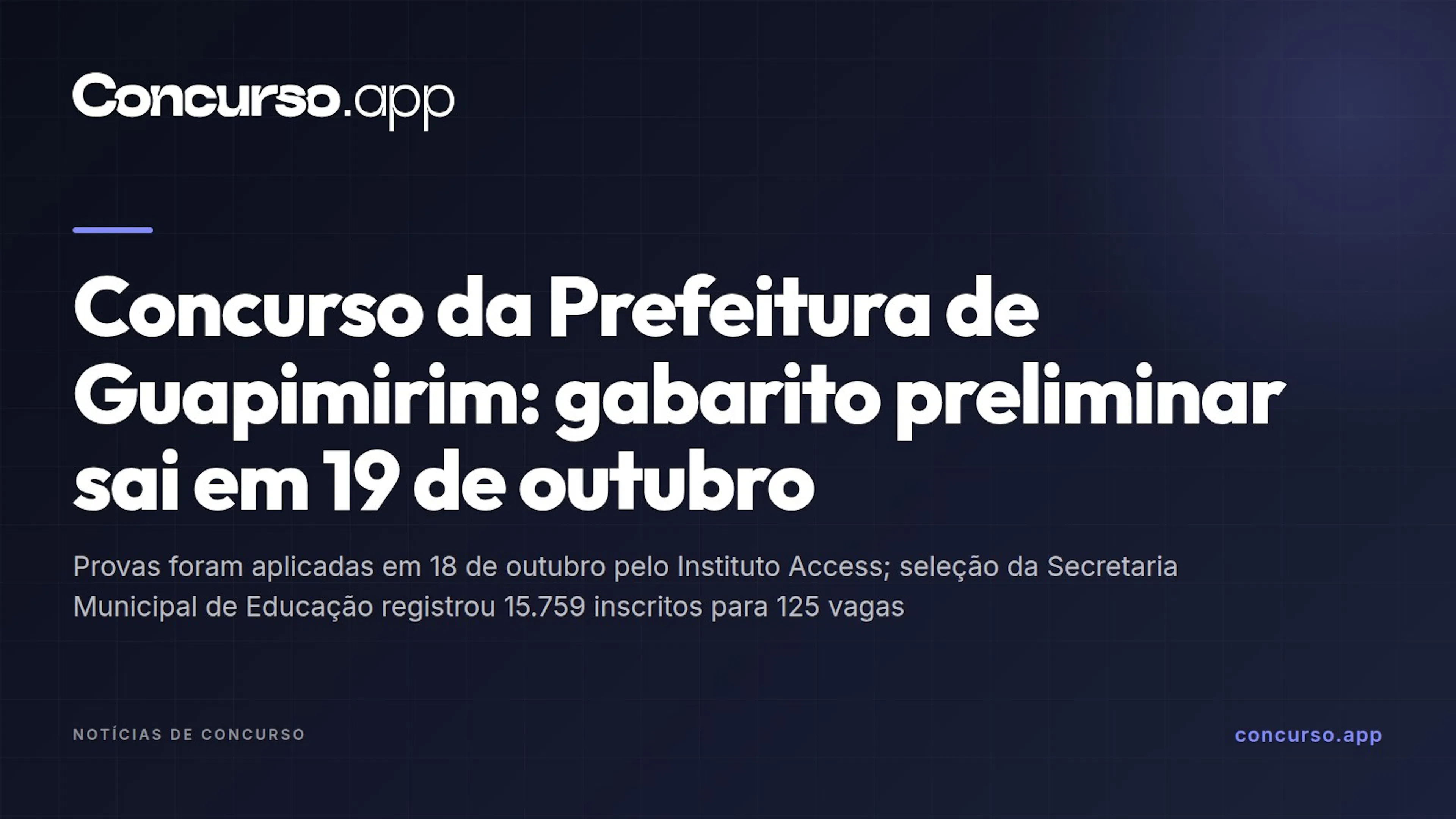 Concurso da Prefeitura de Guapimirim: gabarito preliminar sai em 19 de outubro