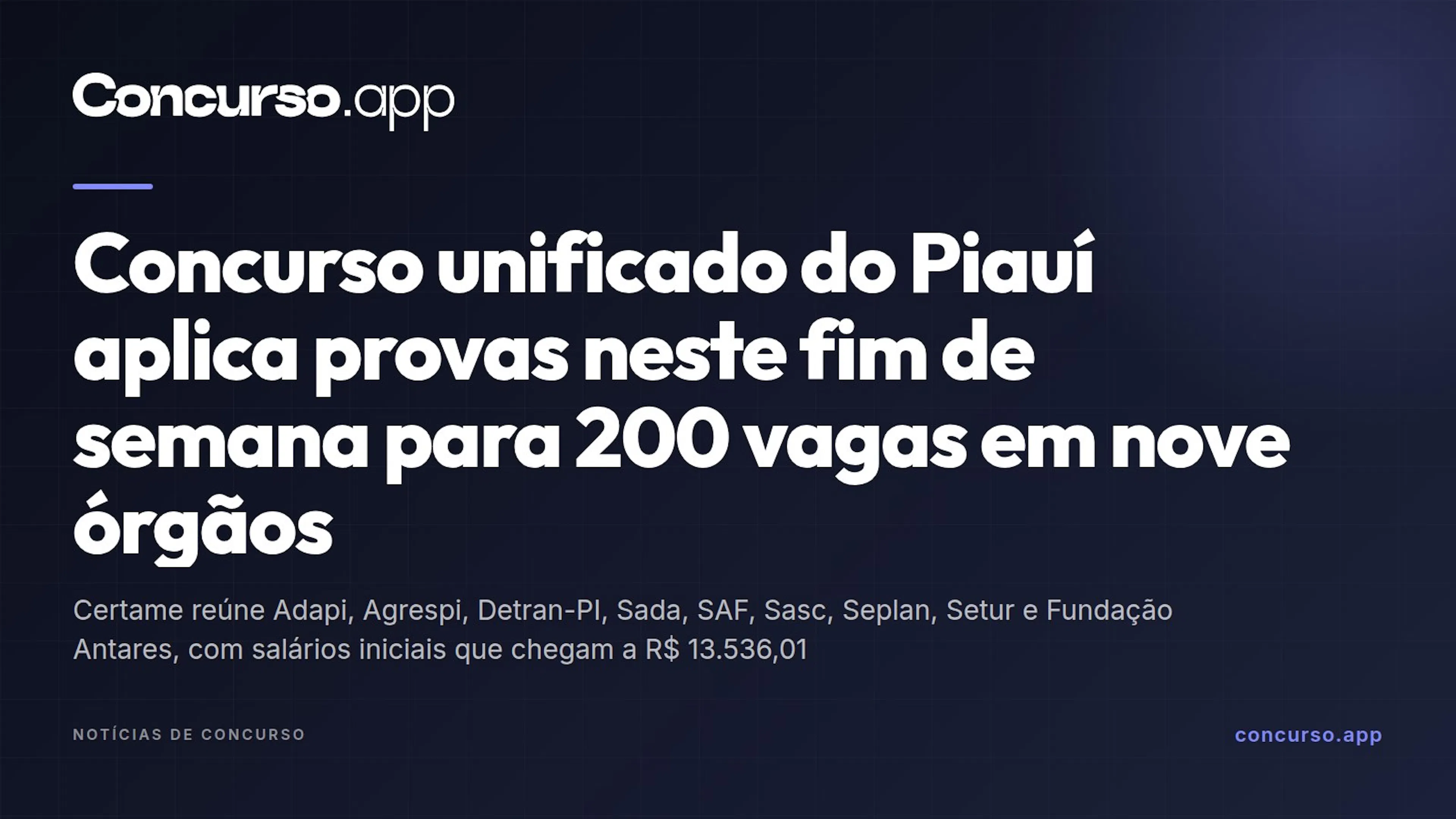 Concurso unificado do Piauí aplica provas neste fim de semana para 200 vagas em nove órgãos