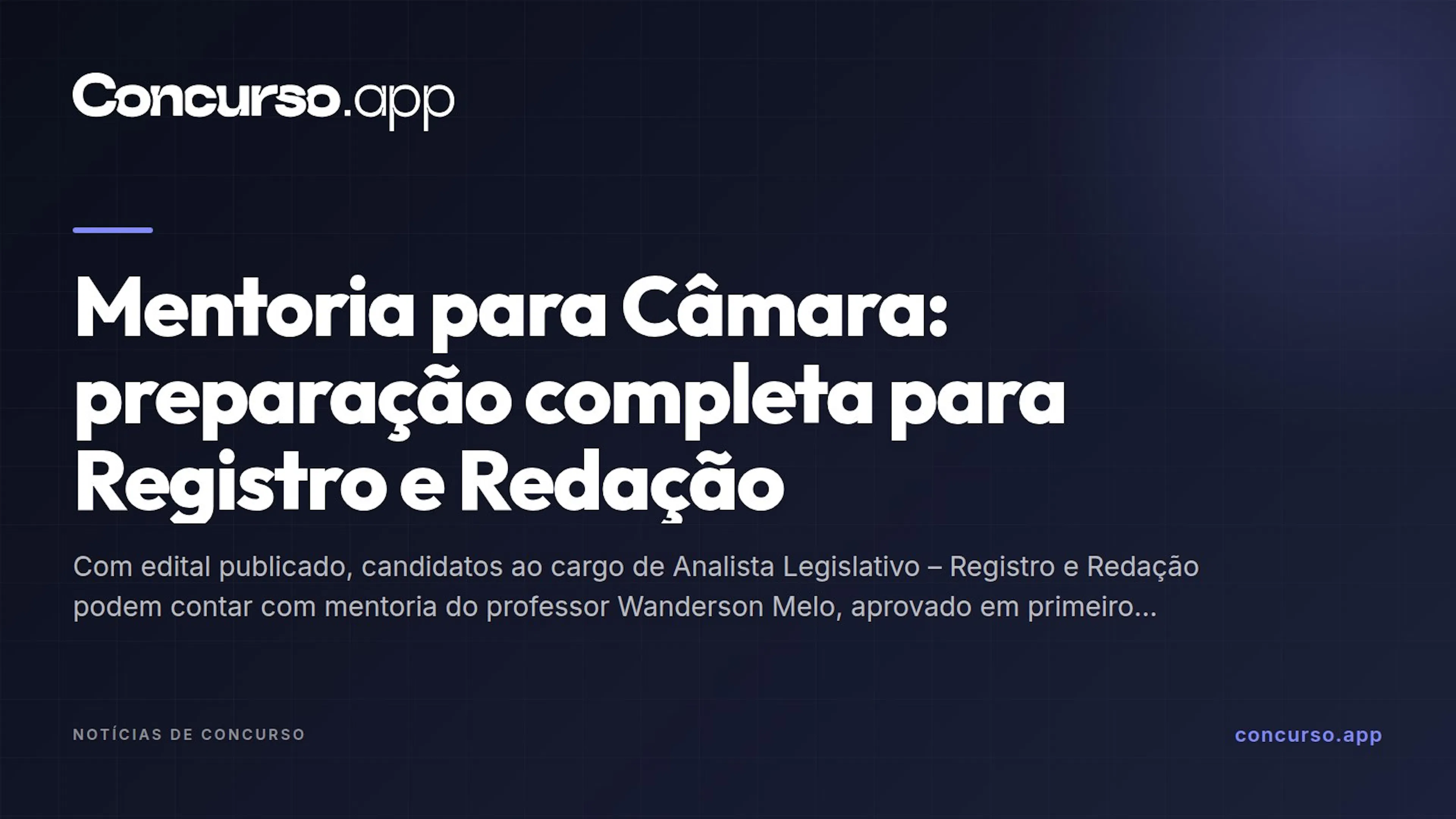 Mentoria para Câmara: preparação completa para Registro e Redação