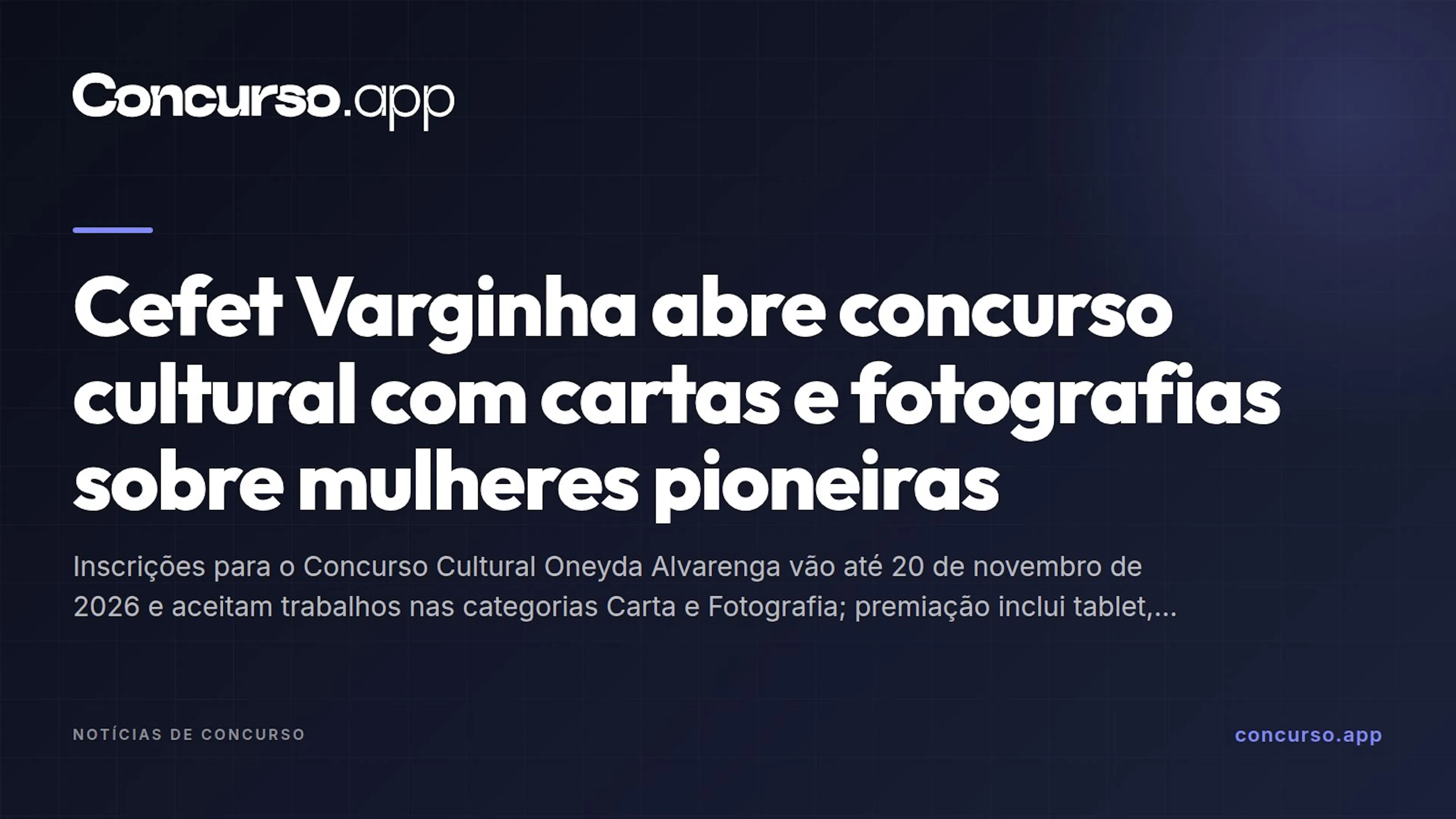 Cefet Varginha abre concurso cultural com cartas e fotografias sobre mulheres pioneiras